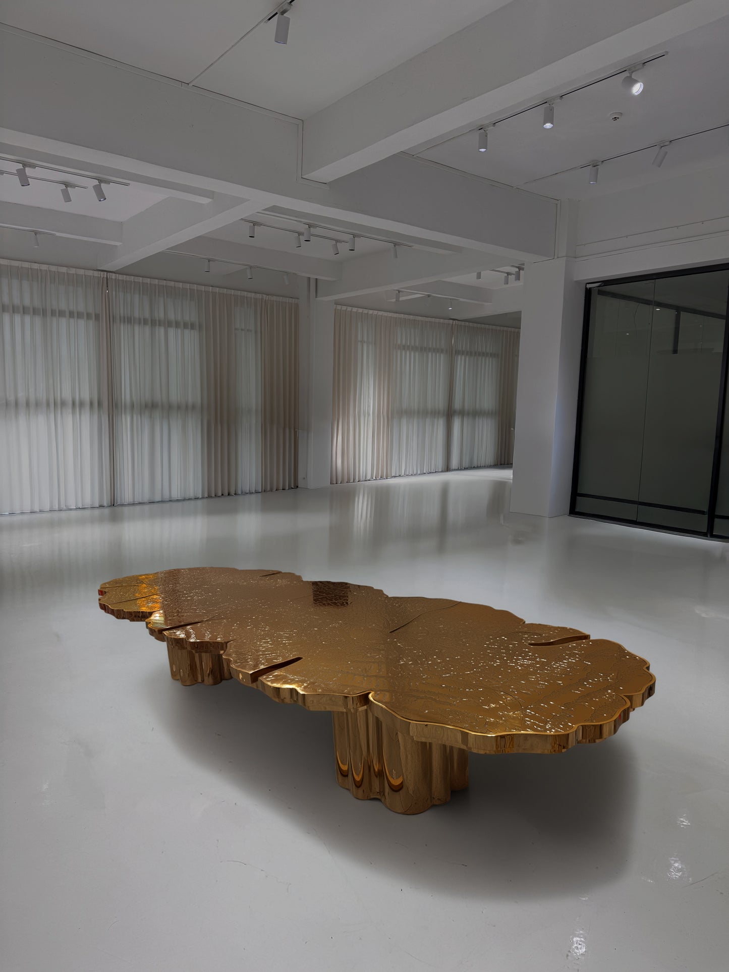 fortuna Petal Dining Table Stainless steel etching for high-end restaurants