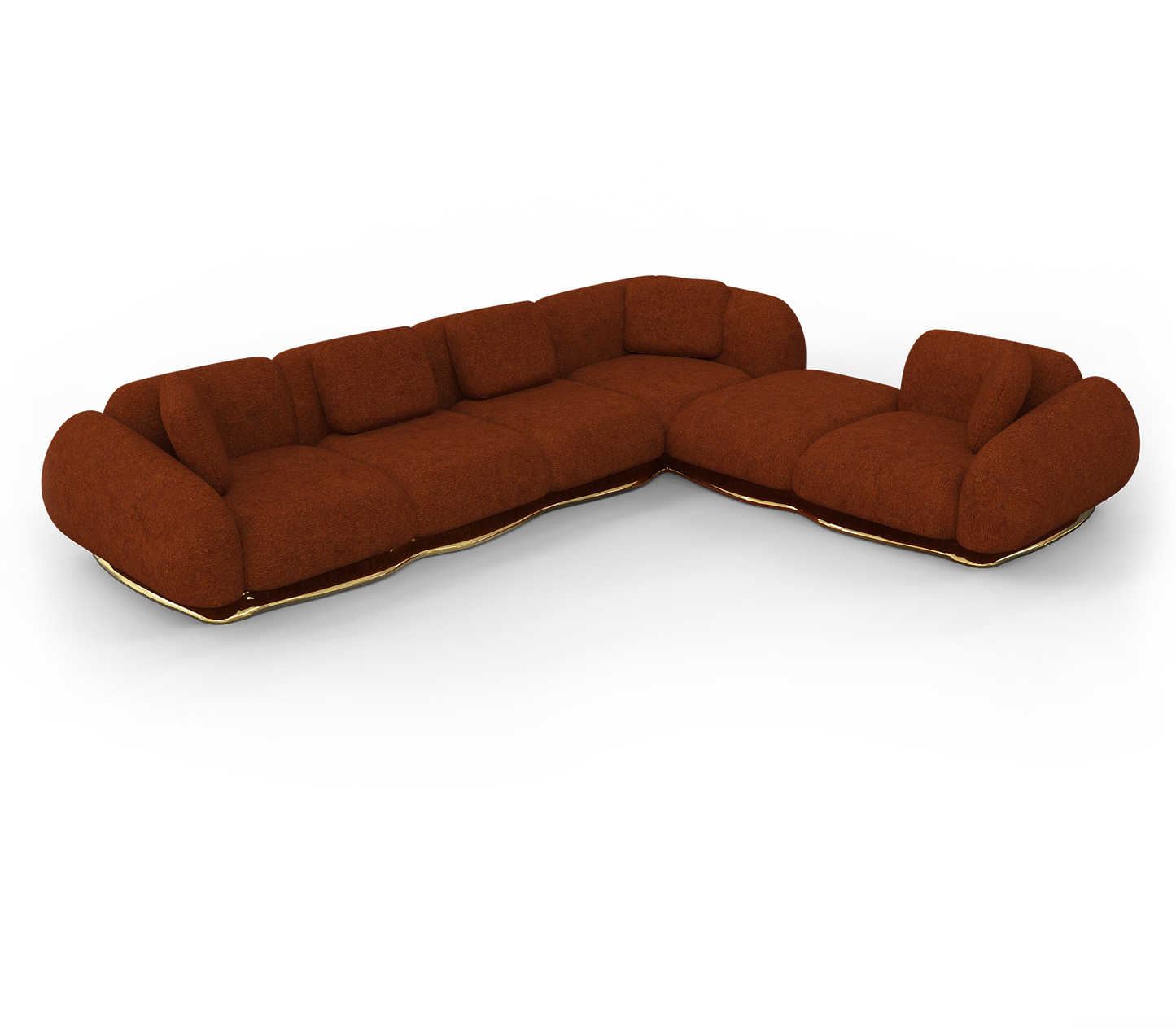 OPUS MODULAR LUXURIOUS RED SOFA PURE COPPER BOTTOM