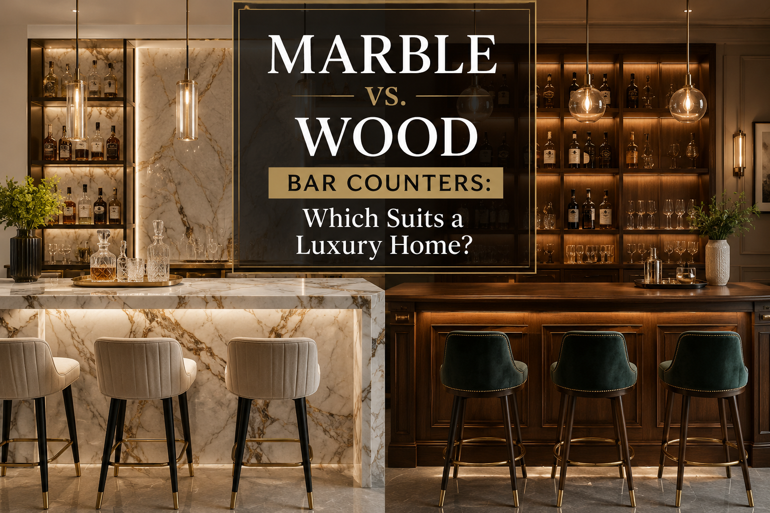 Marble vs. Wood Bar Counters