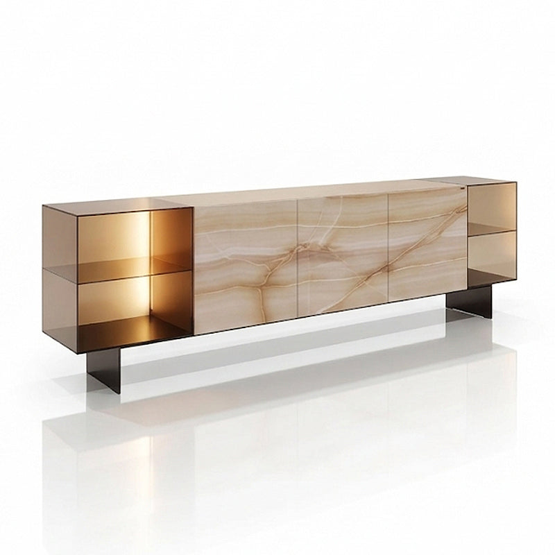 36E8 Glass Luxury Stainless Steel Modern Artistic Marble Sideboard