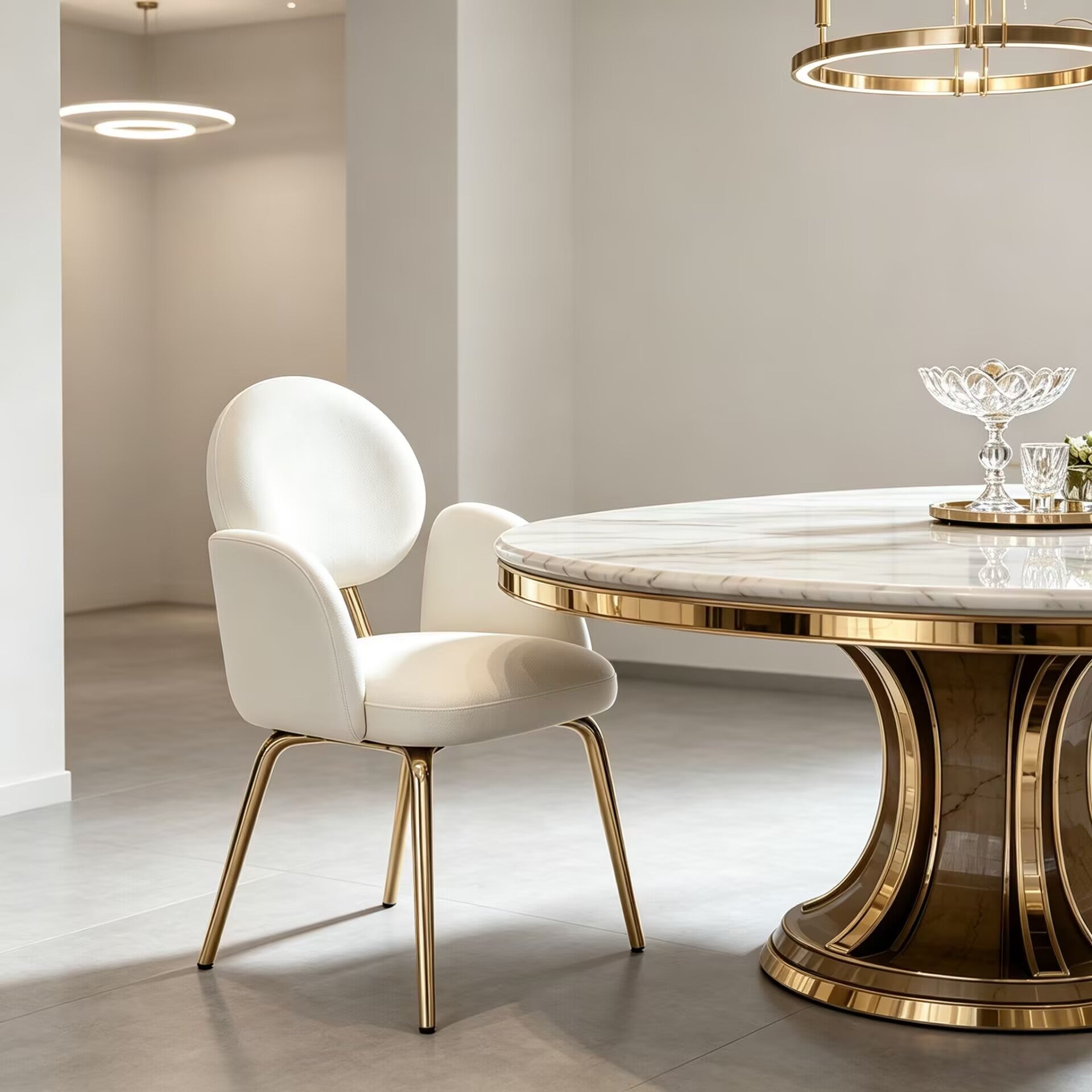 Althea Villa Dining Room Luxury Metal Unique Art Fabric Dining Chair