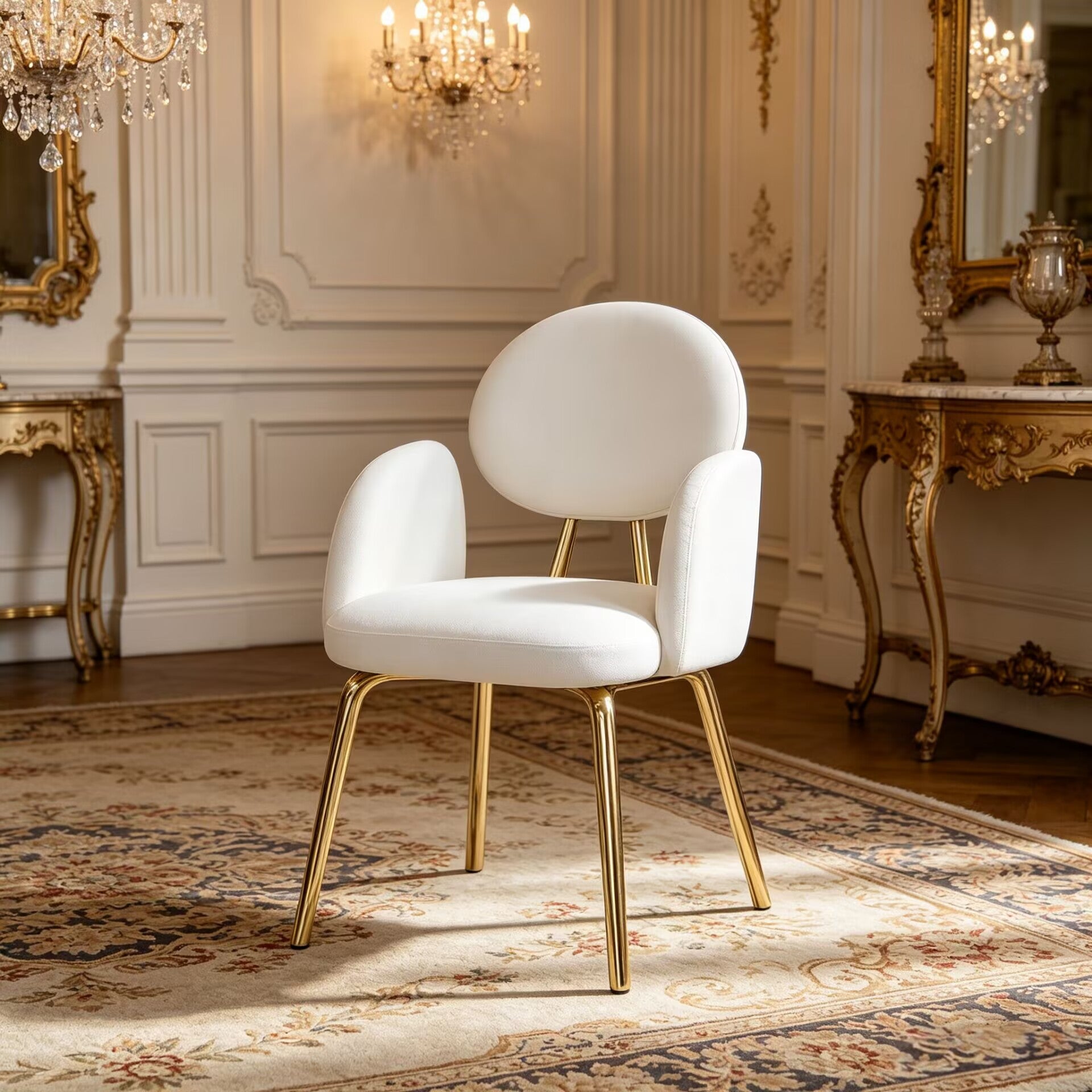 Althea Villa Dining Room Luxury Metal Unique Art Fabric Dining Chair