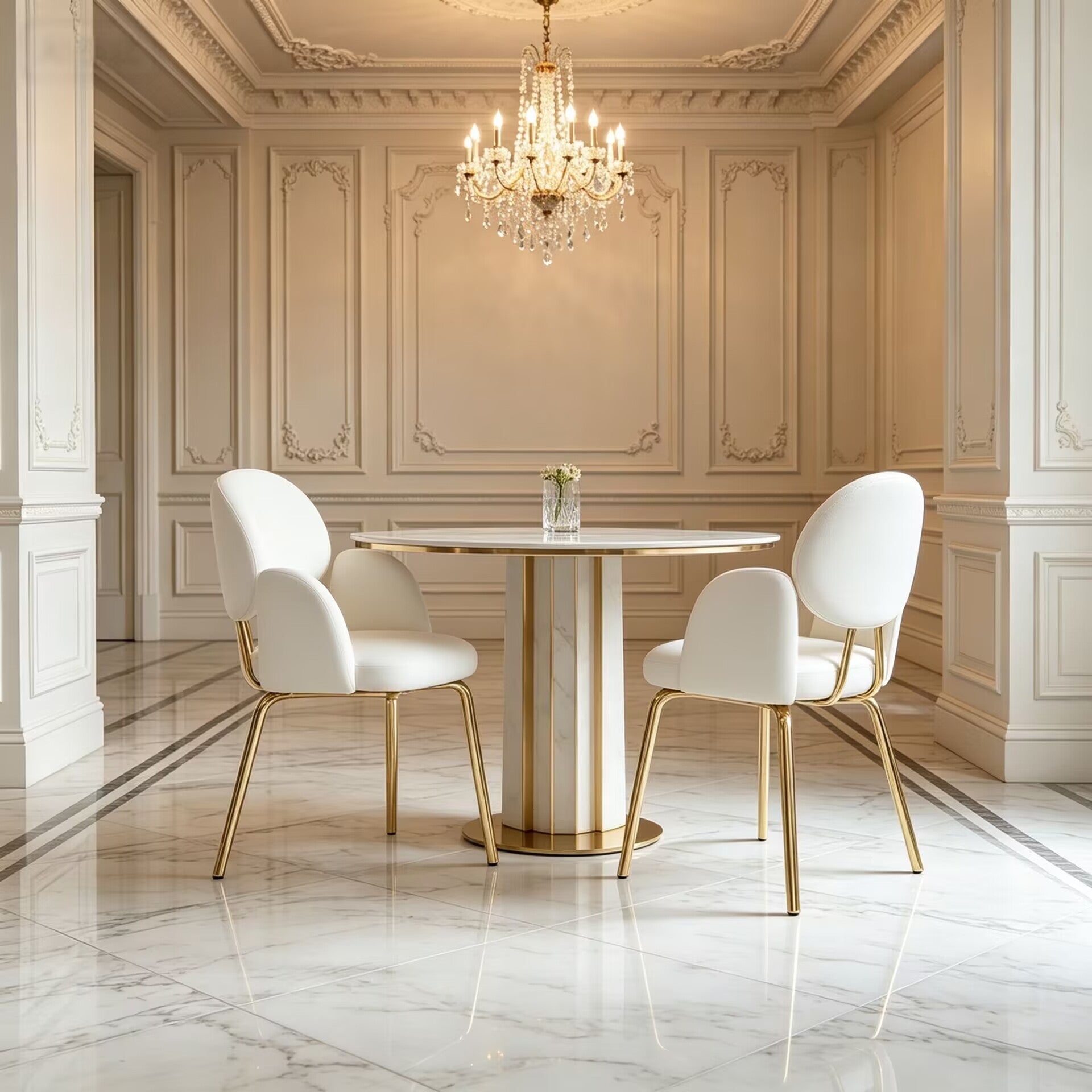 Althea Villa Dining Room Luxury Metal Unique Art Fabric Dining Chair