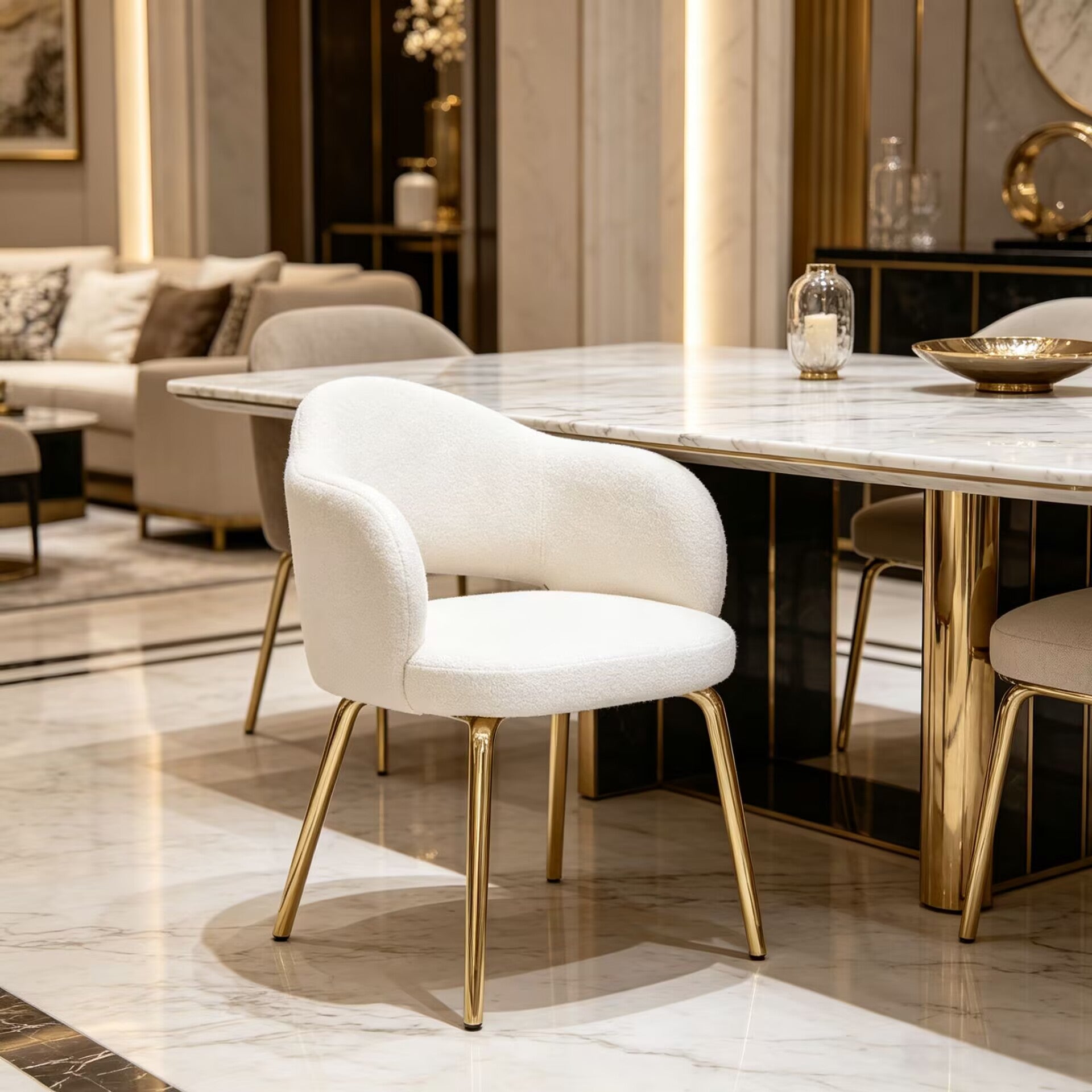 Amara Italian Designer Metal Simple Fabric Single Dining Chair