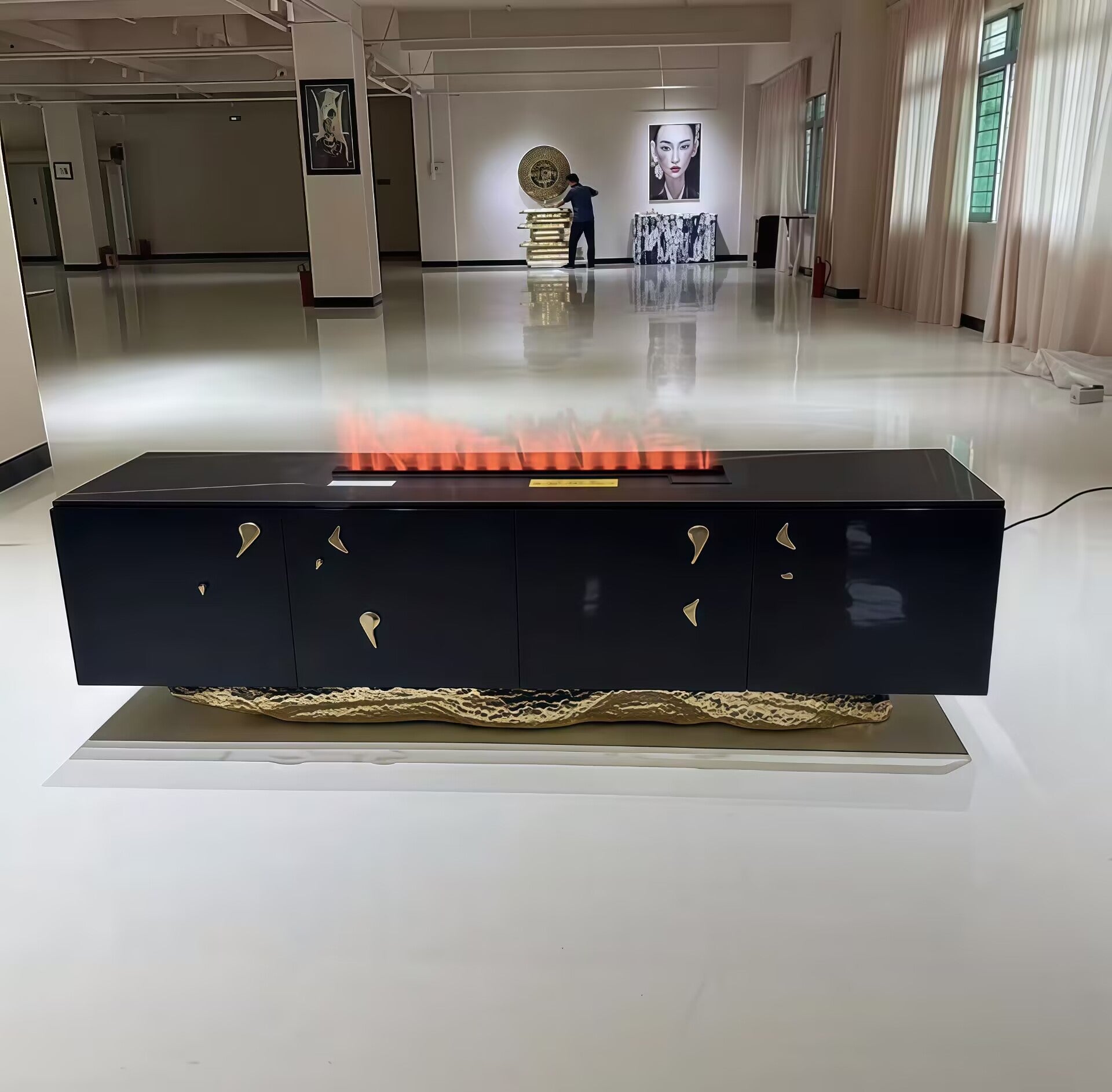 مدفأة فنية معدنية رخامية فاخرة خفيفة الوزن على الطراز الإيطالي من ANGRA 
