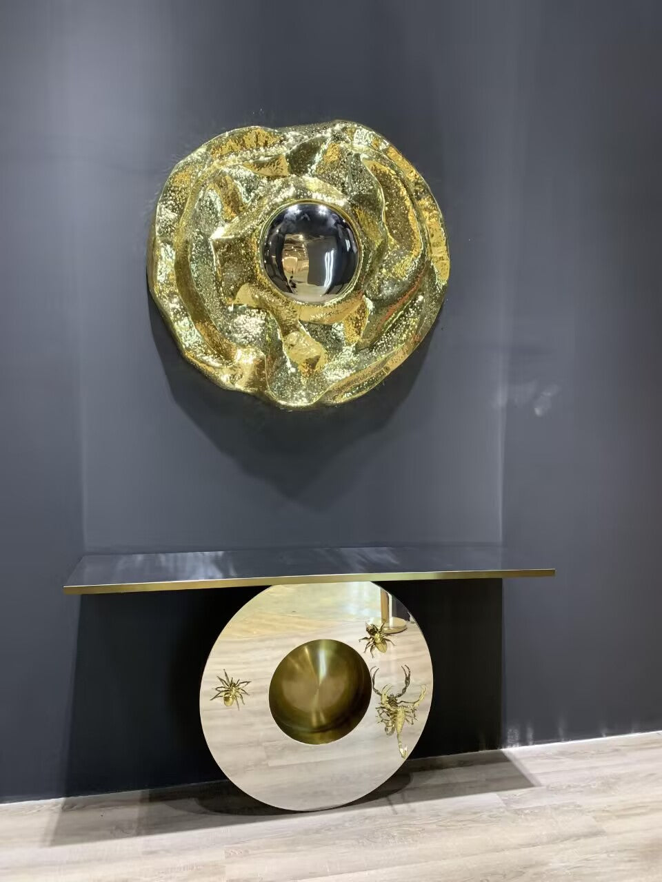 ANGRA High-end creative brass decorative hanging mirror