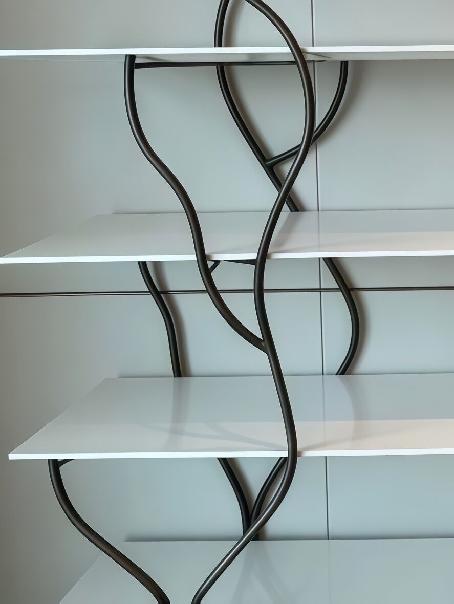 Albero Designer Stainless Steel Luxurious Solid Wood Bookshelf