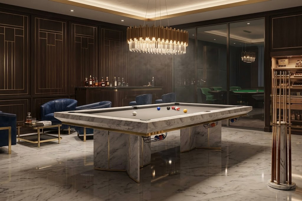 Algerone High-End Designer Brass Customize Marble Snooker Table