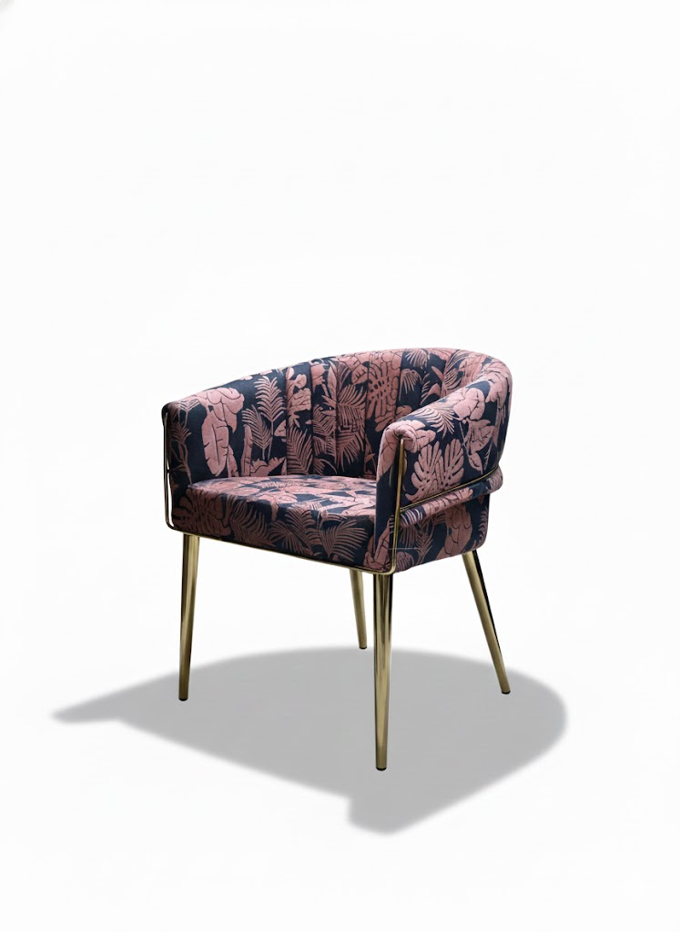 Aminta Artistic High End Creative Fabric Stainless Steel Chair