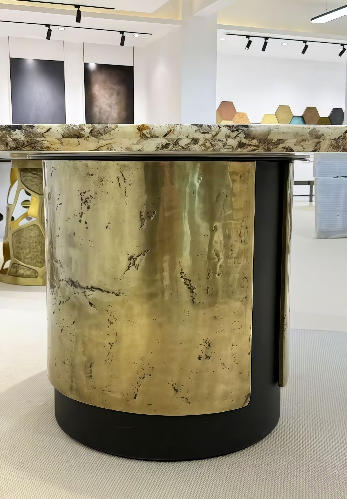 Amos Italian High End Glass Round Stainless Steel Dining Table