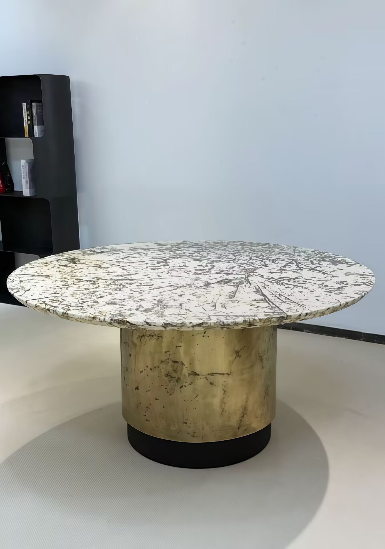 Amos Italian High End Glass Round Stainless Steel Dining Table
