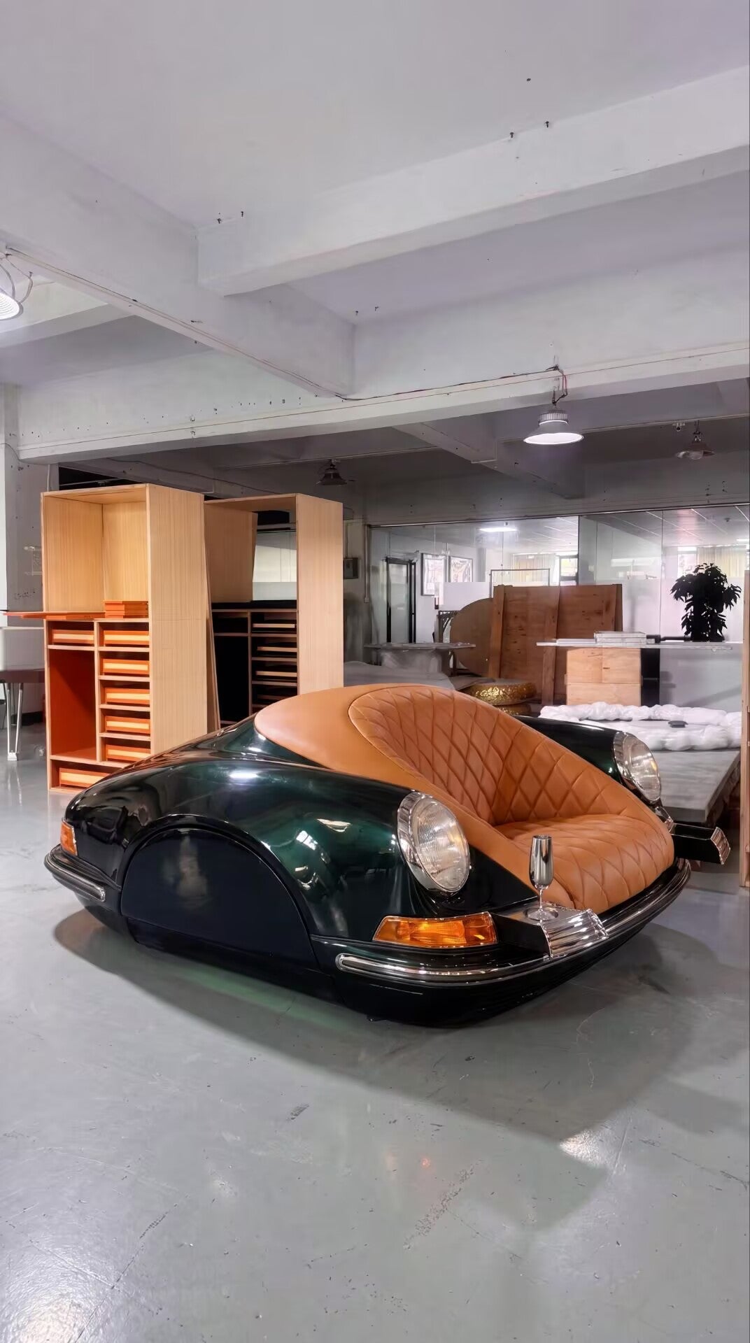 Arkadia Luxury High Quality Porsche 911 Sports Car Genuine Leather Sofa