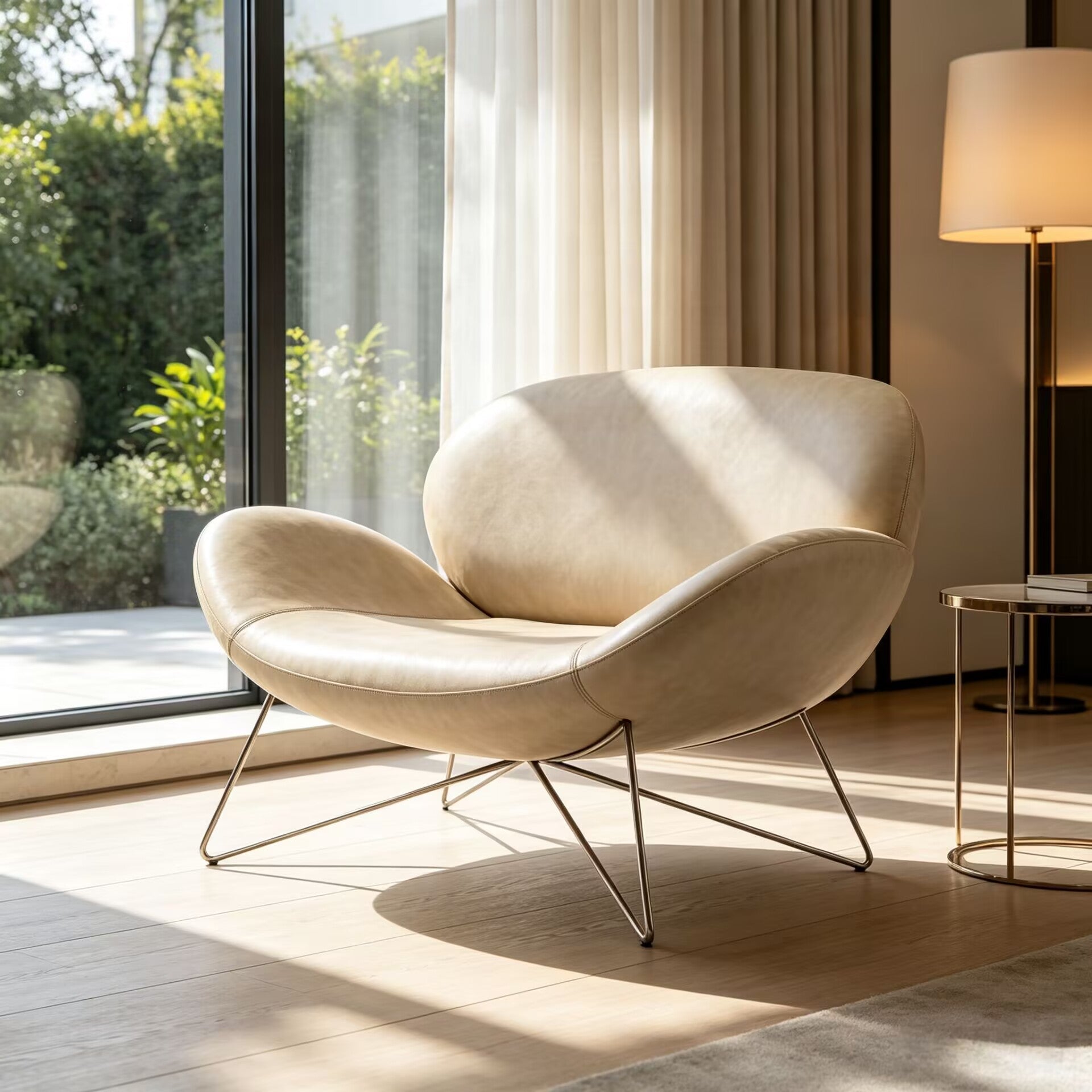 Villa Living Room Designer Upscale Metallic Leather Customize Armchair