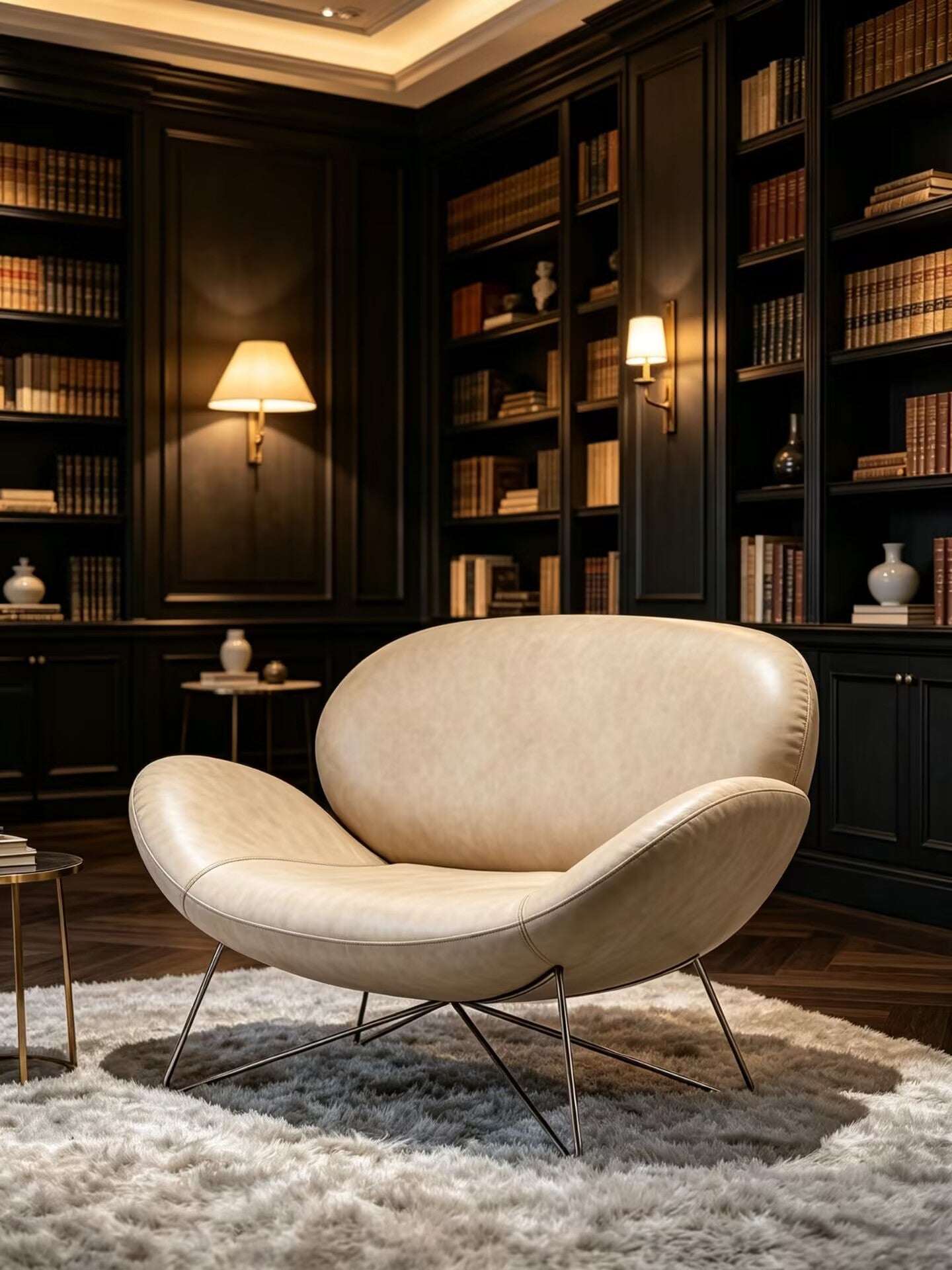 Villa Living Room Designer Upscale Metallic Leather Customize Armchair