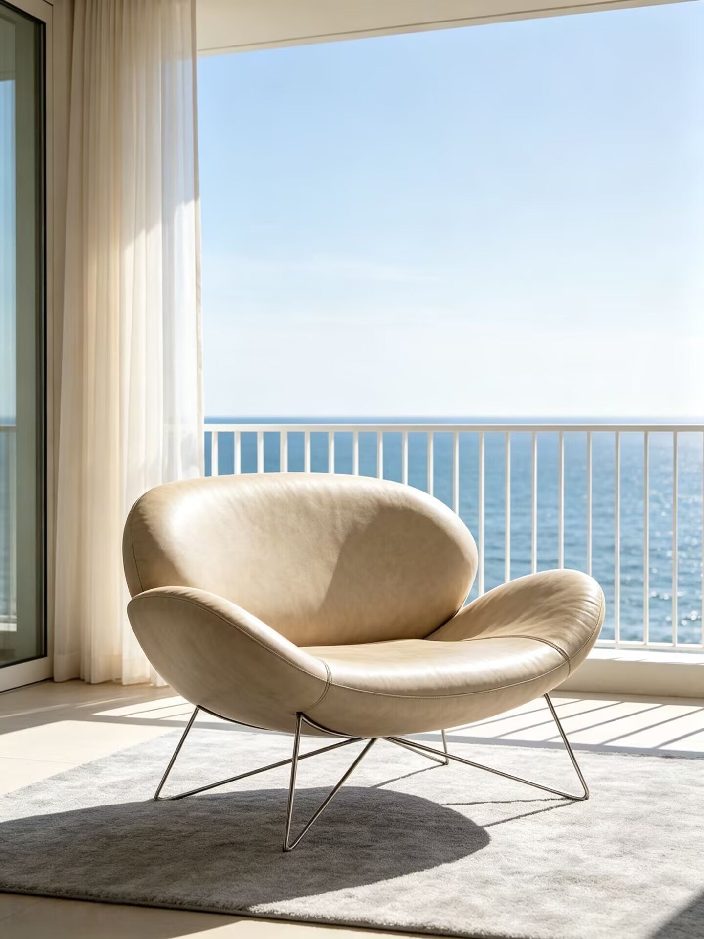 Villa Living Room Designer Upscale Metallic Leather Customize Armchair