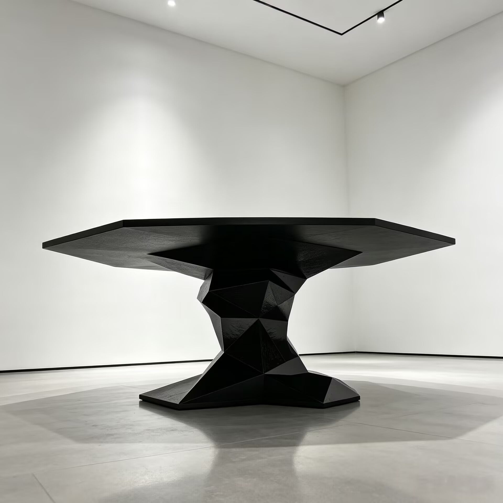 Bonsai Unique Geometric Creativity Solid Wood Black Dining Table