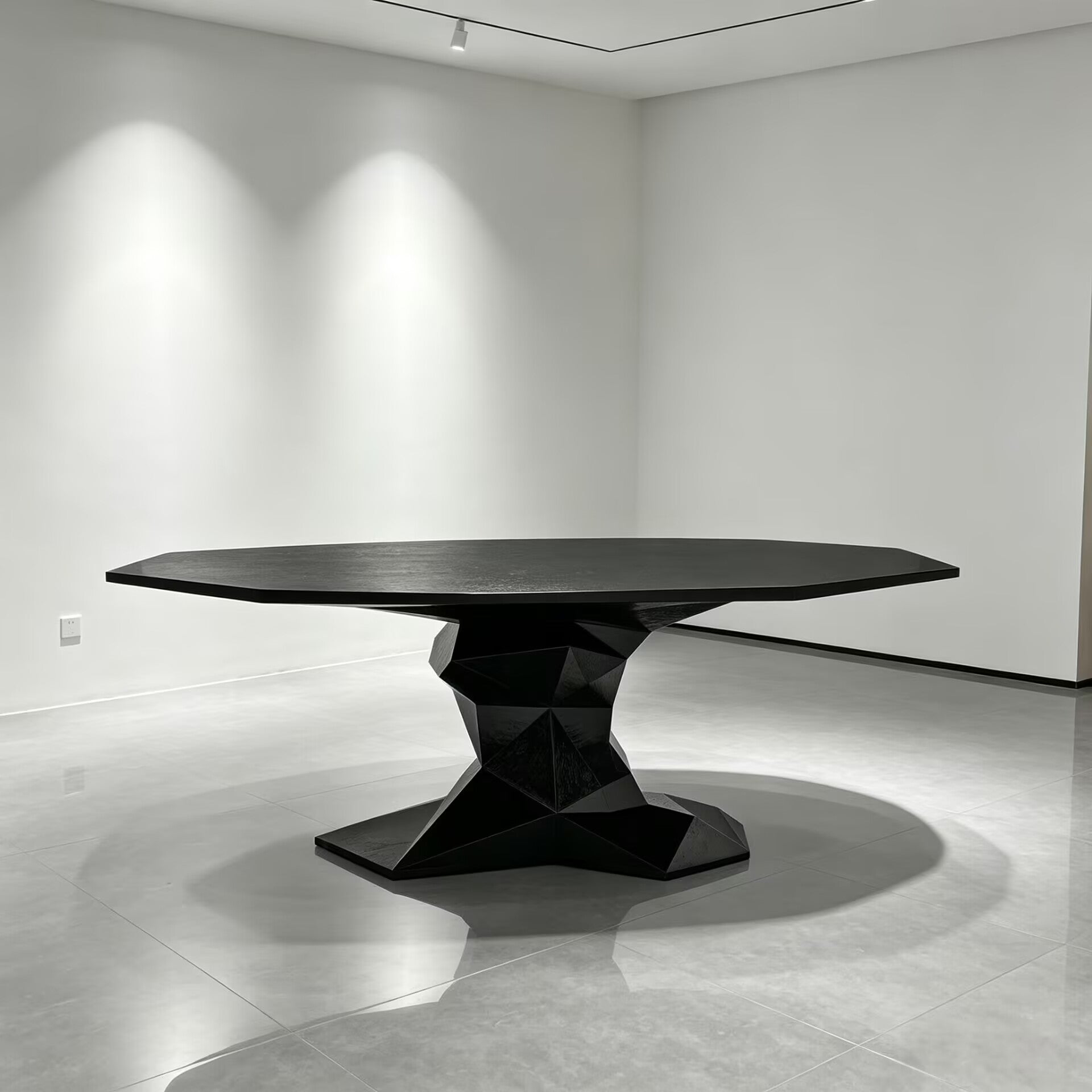 Bonsai Unique Geometric Creativity Solid Wood Black Dining Table