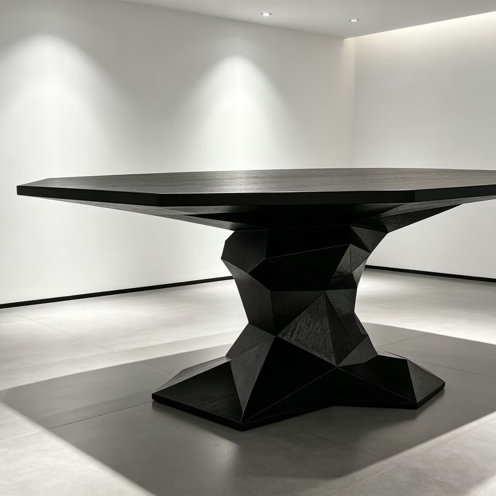 Bonsai Unique Geometric Creativity Solid Wood Black Dining Table