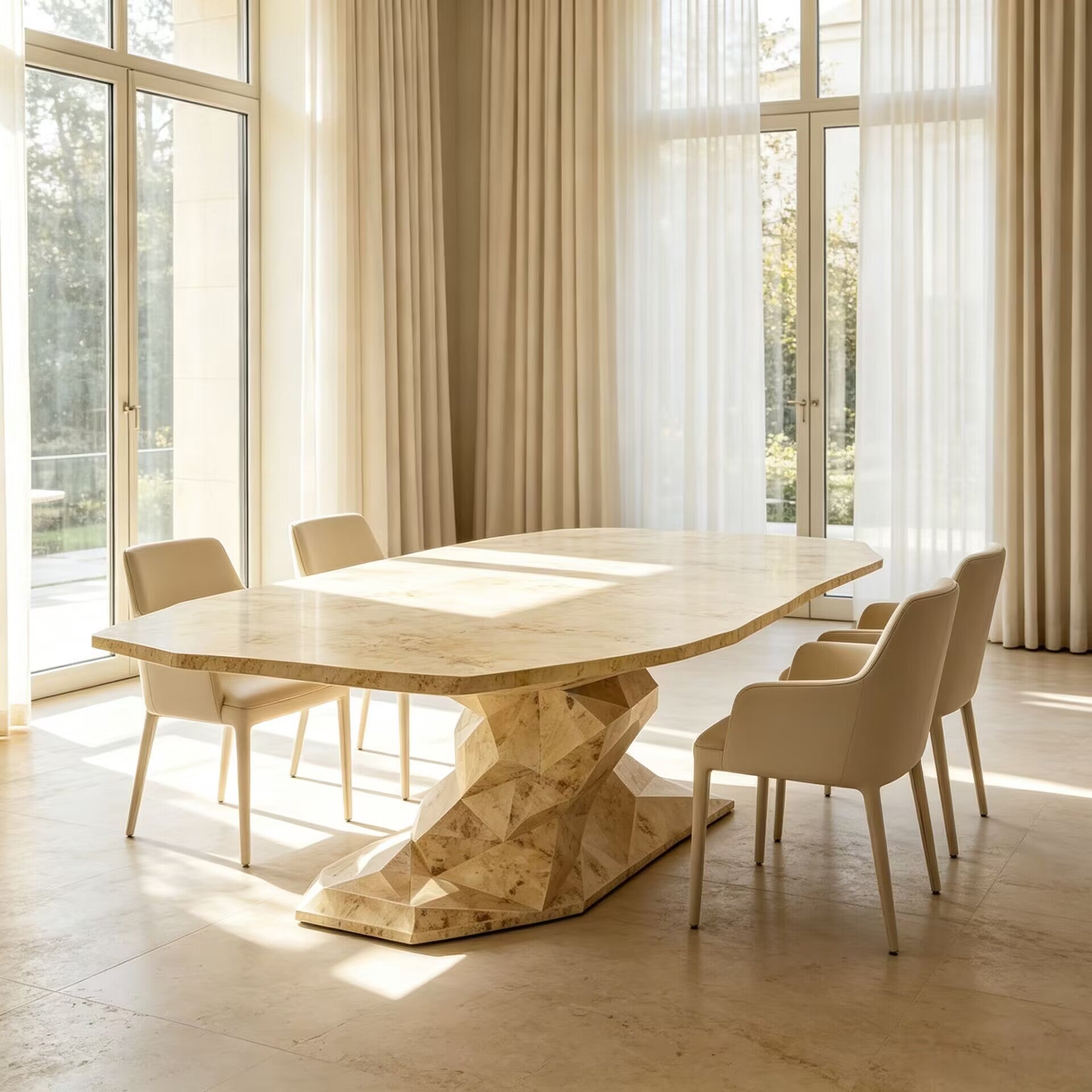 Bonsai Designer Upscale Creative Geometry Solid Wood Dining Table