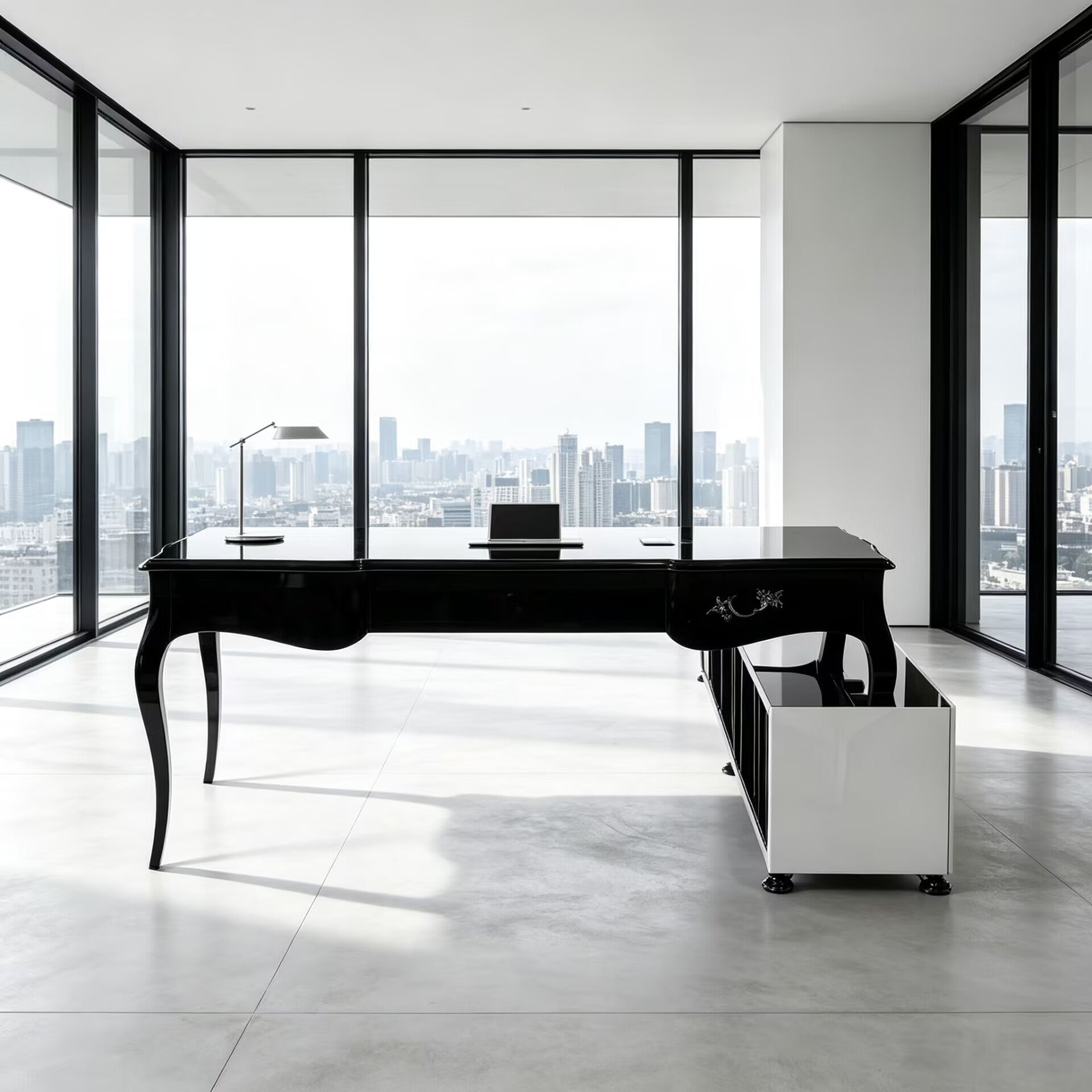 Boulevard Italian High-End Solid Wood Creativity Black Office Desk