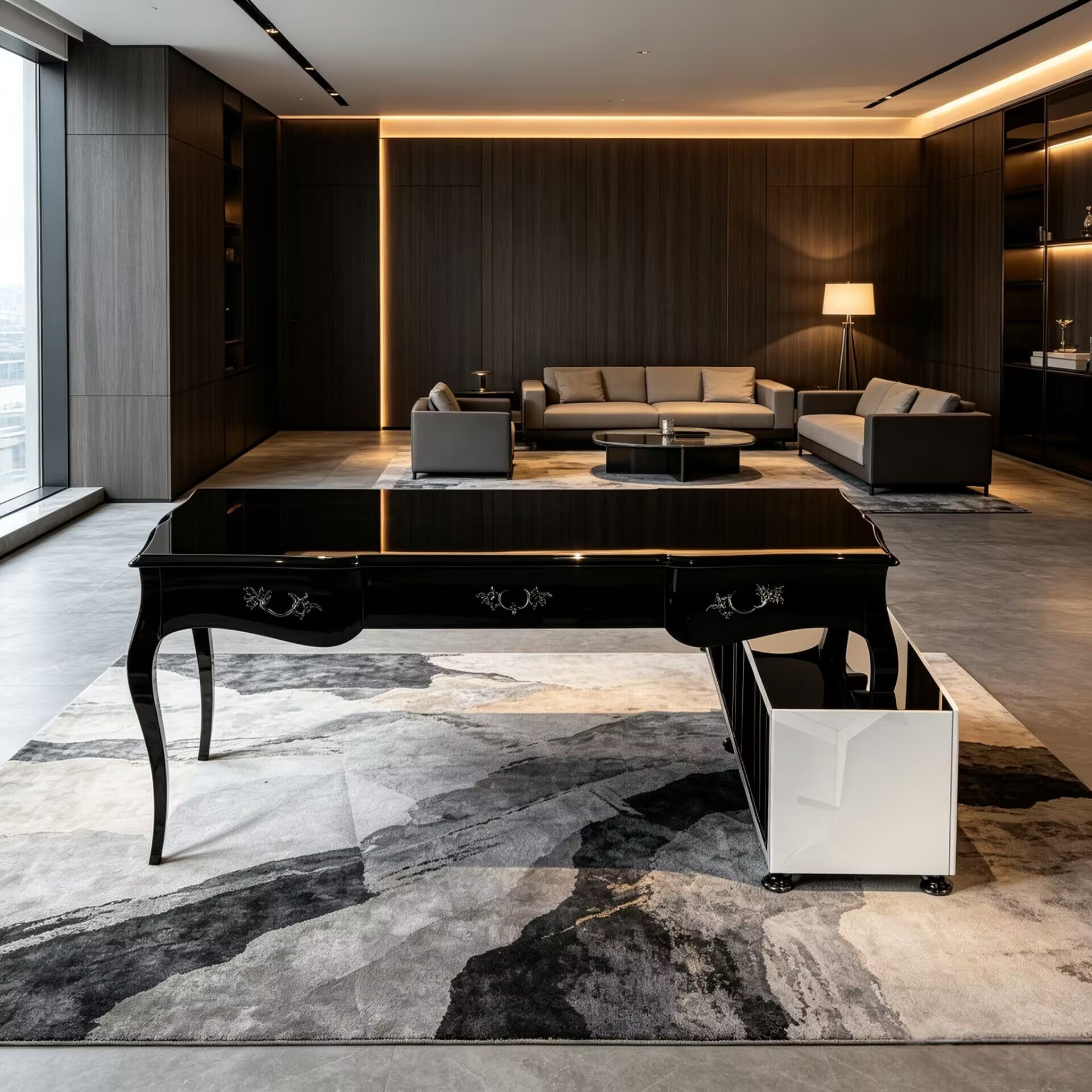 Boulevard Italian High-End Solid Wood Creativity Black Office Desk