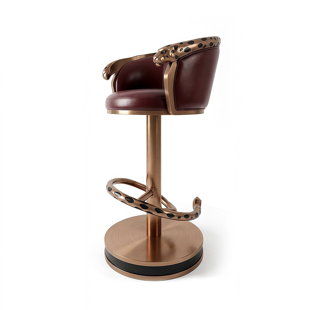 Designer Unique Artistic Cheetah High-End Genuine Leather Bar Stool