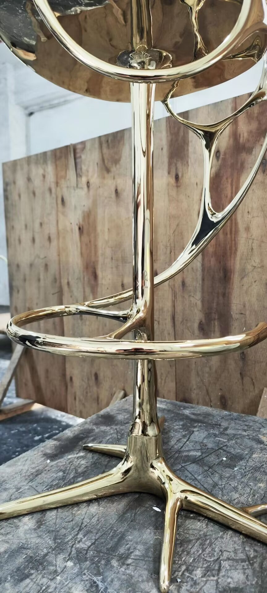 Luxury Designer Artistic Irregular Upscale Customize Metal Bar Stool