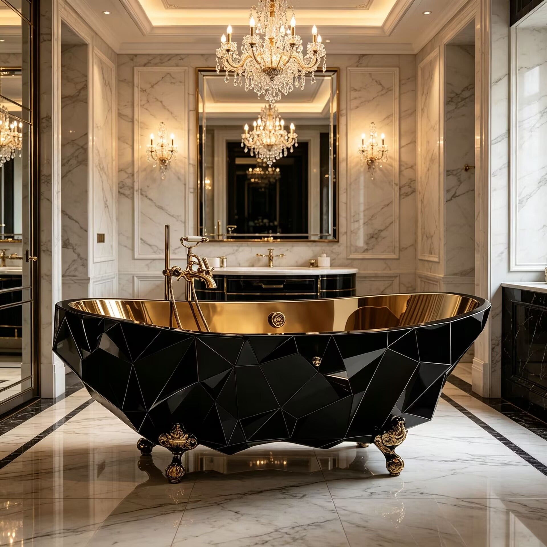 Luxury Unique Irregular Geometric Art Metal Freestanding Bathtub