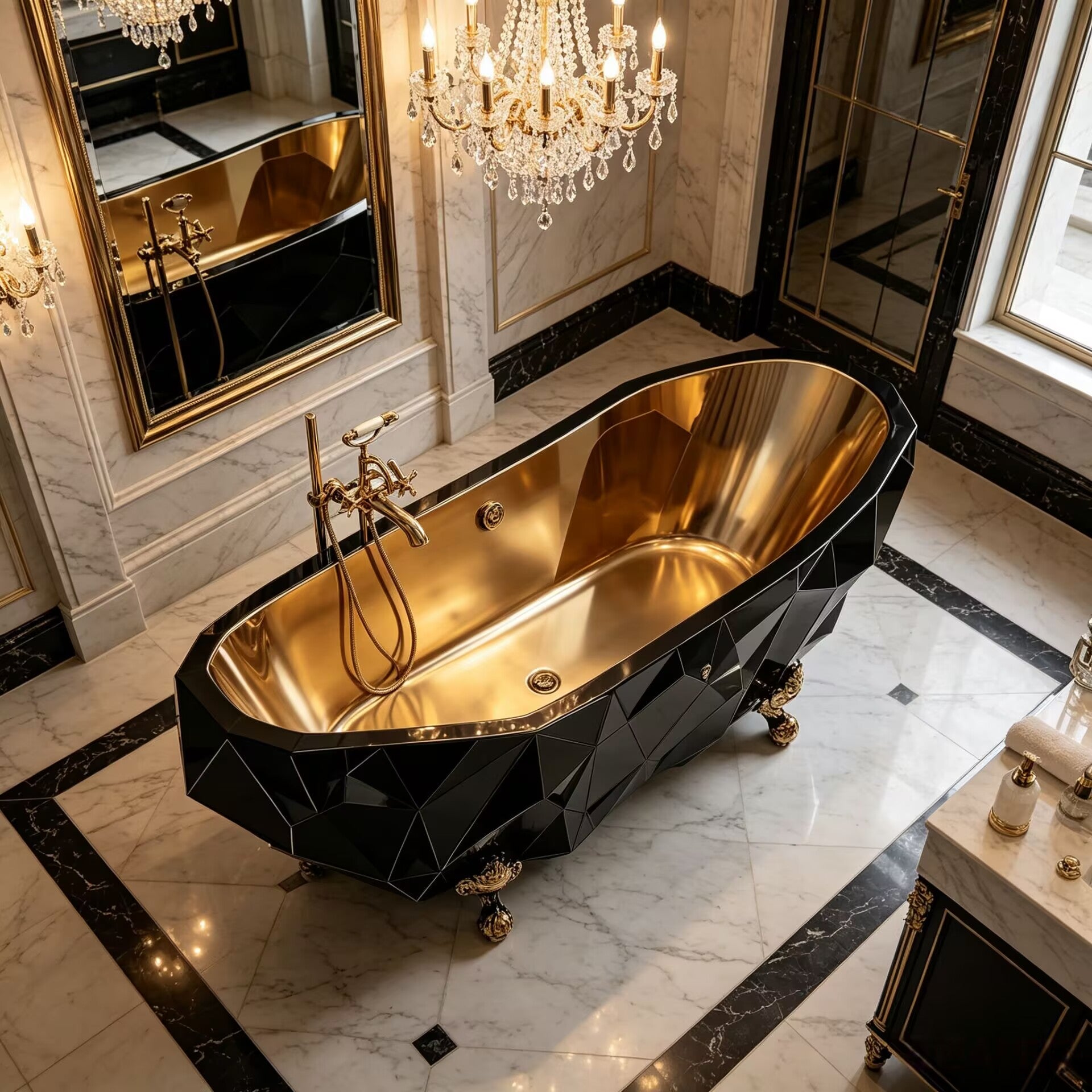 Luxury Unique Irregular Geometric Art Metal Freestanding Bathtub