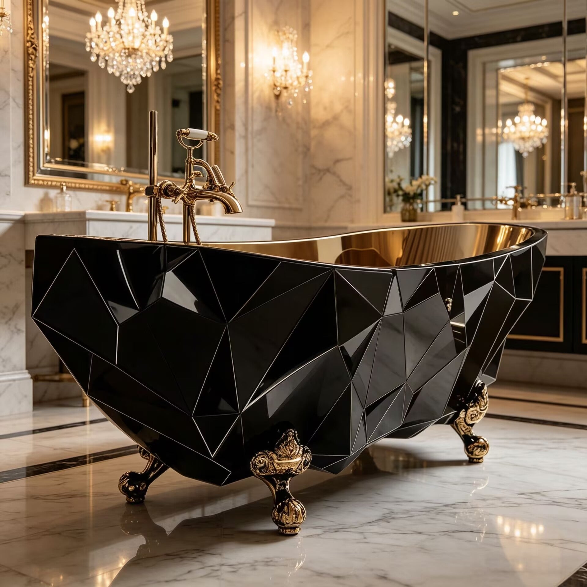 Luxury Unique Irregular Geometric Art Metal Freestanding Bathtub