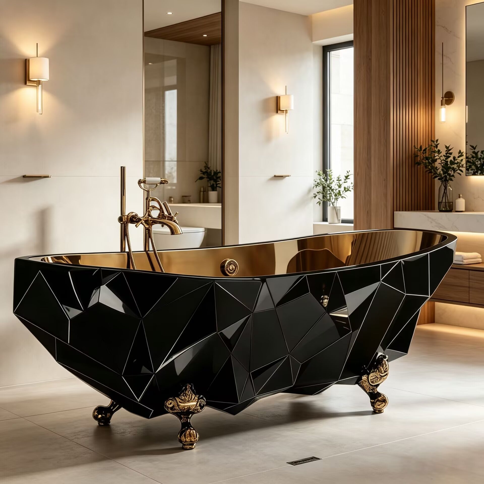 Luxury Unique Irregular Geometric Art Metal Freestanding Bathtub
