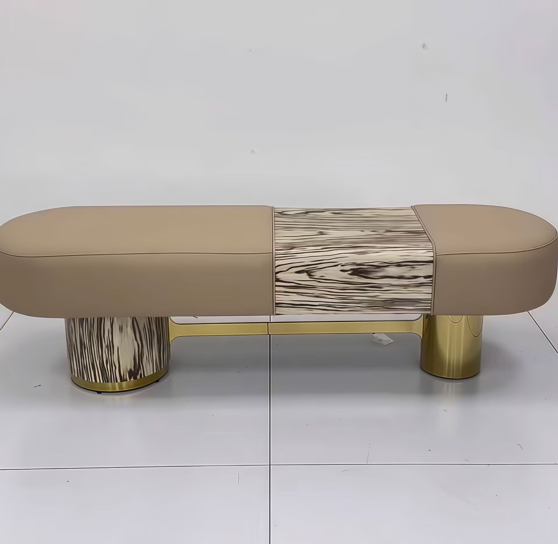 Luxurious High-End Leather Simplicity Solid Wood Bed-End Bench