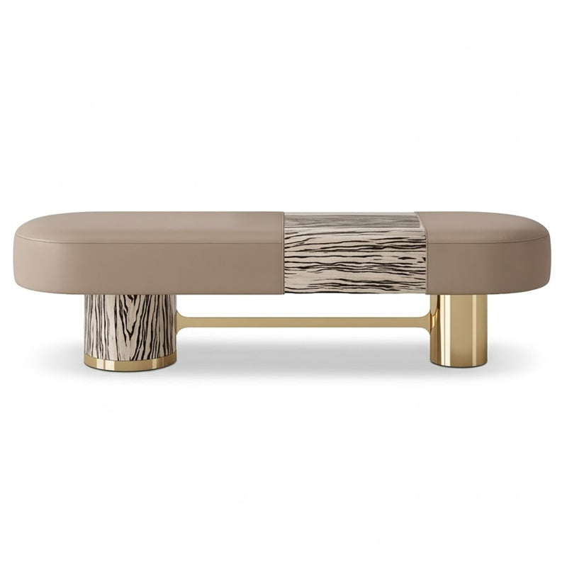 Luxurious High-End Leather Simplicity Solid Wood Bed-End Bench