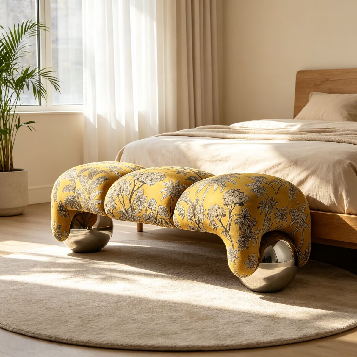 Bedroom Modern Minimalist Fabric Irregular Creativity Bed End Bench