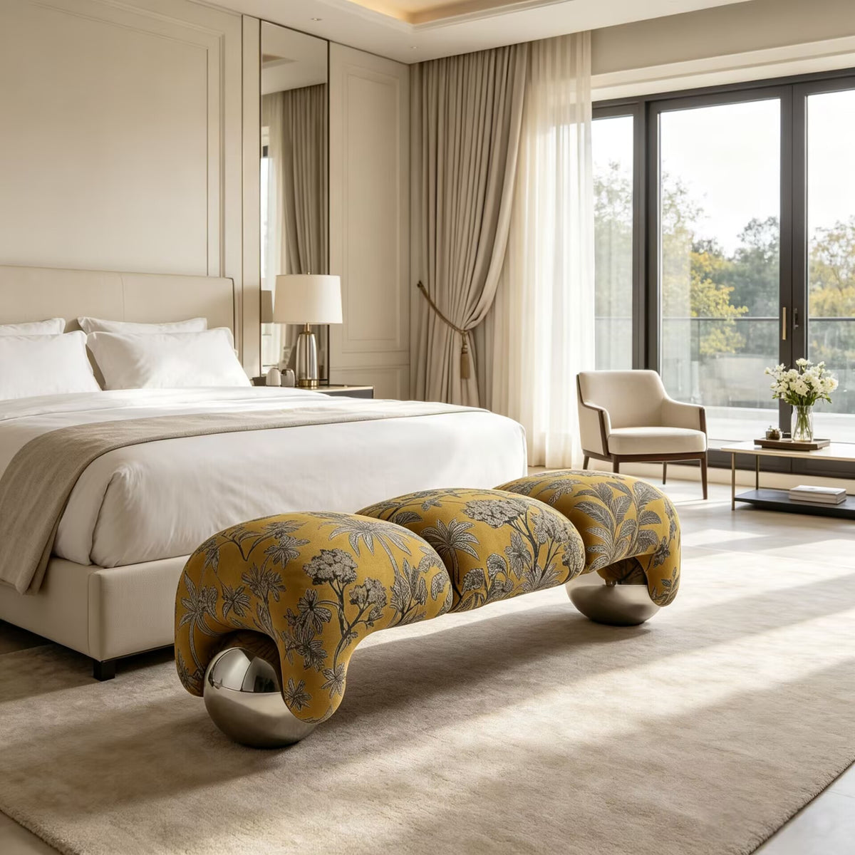 Bedroom Modern Minimalist Fabric Irregular Creativity Bed End Bench