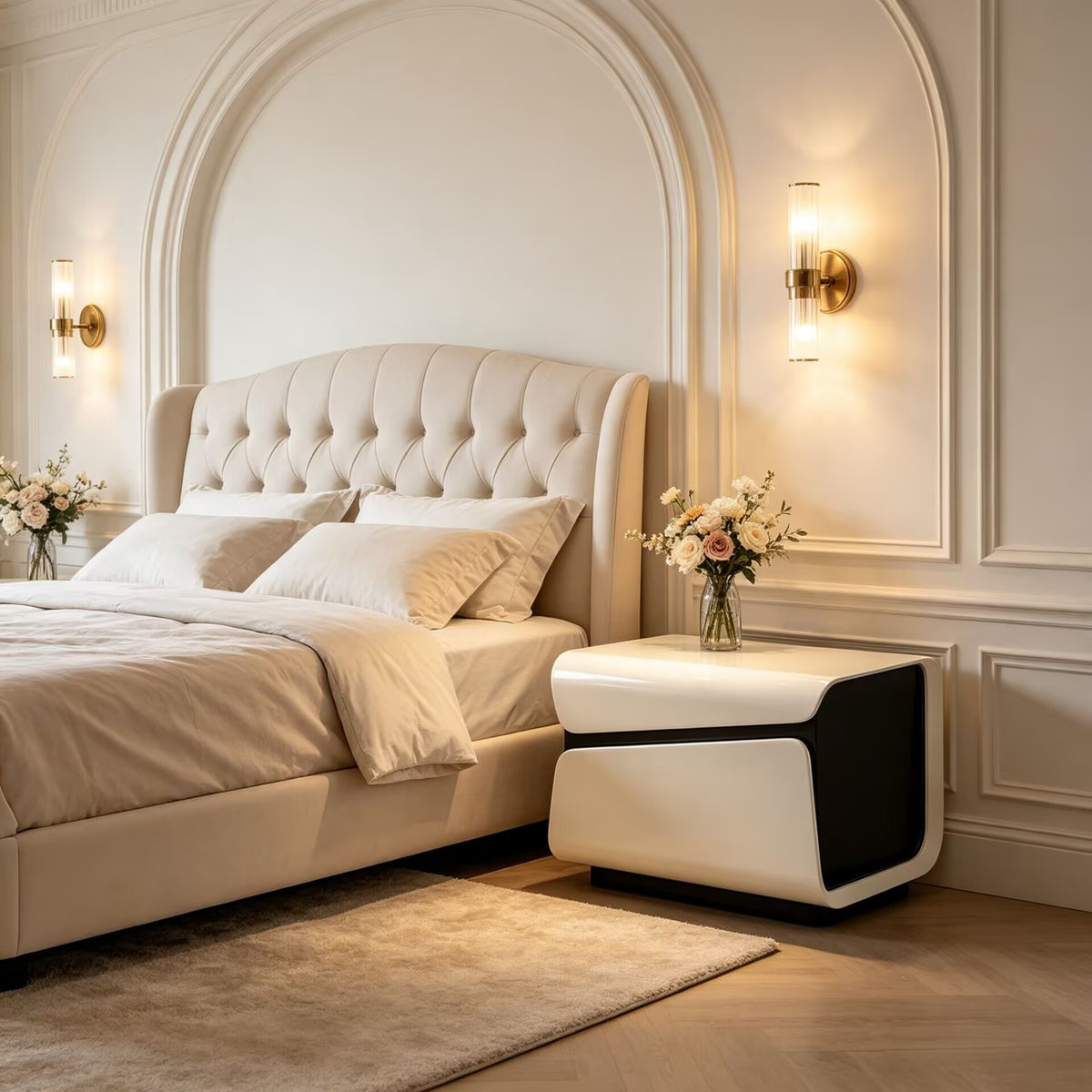 Bedroom Upscale Art Minimalist Solid Wood Customize Bedside Table