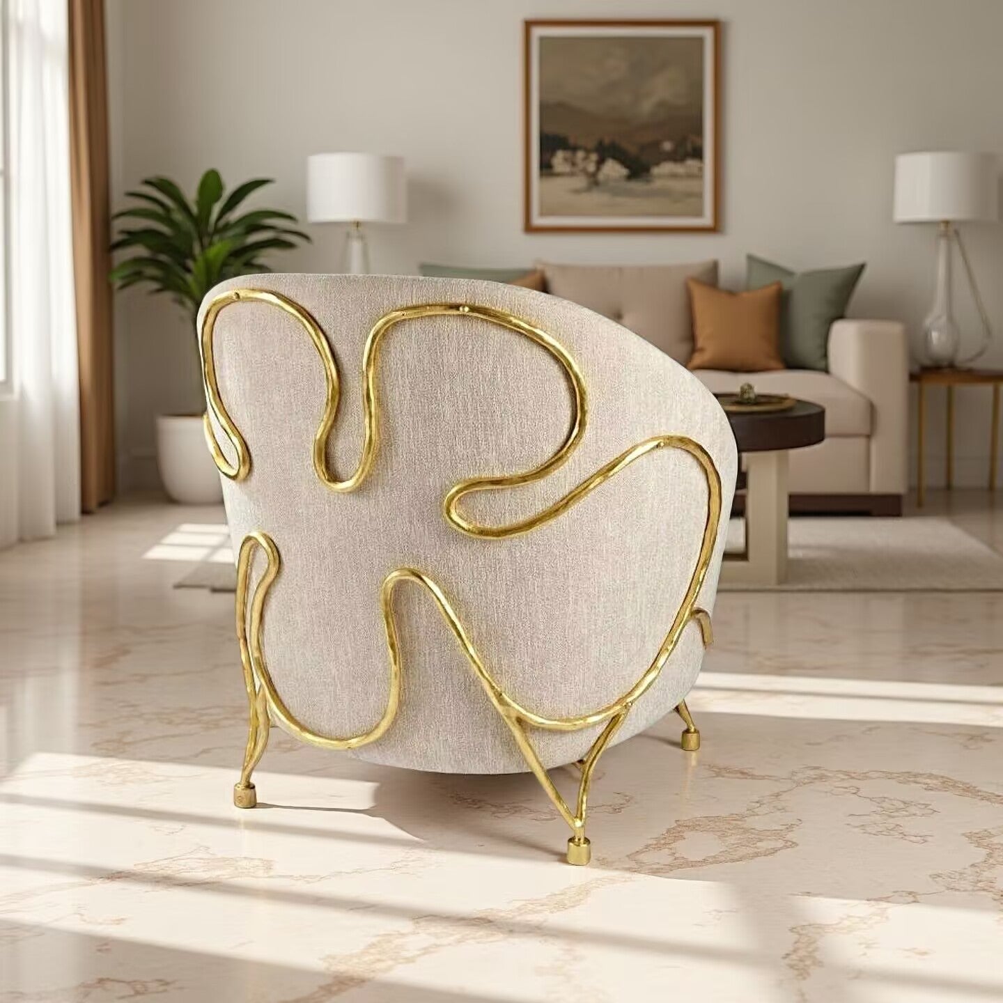Berenice Designer Artistic Brass High End Custom Single Armchair