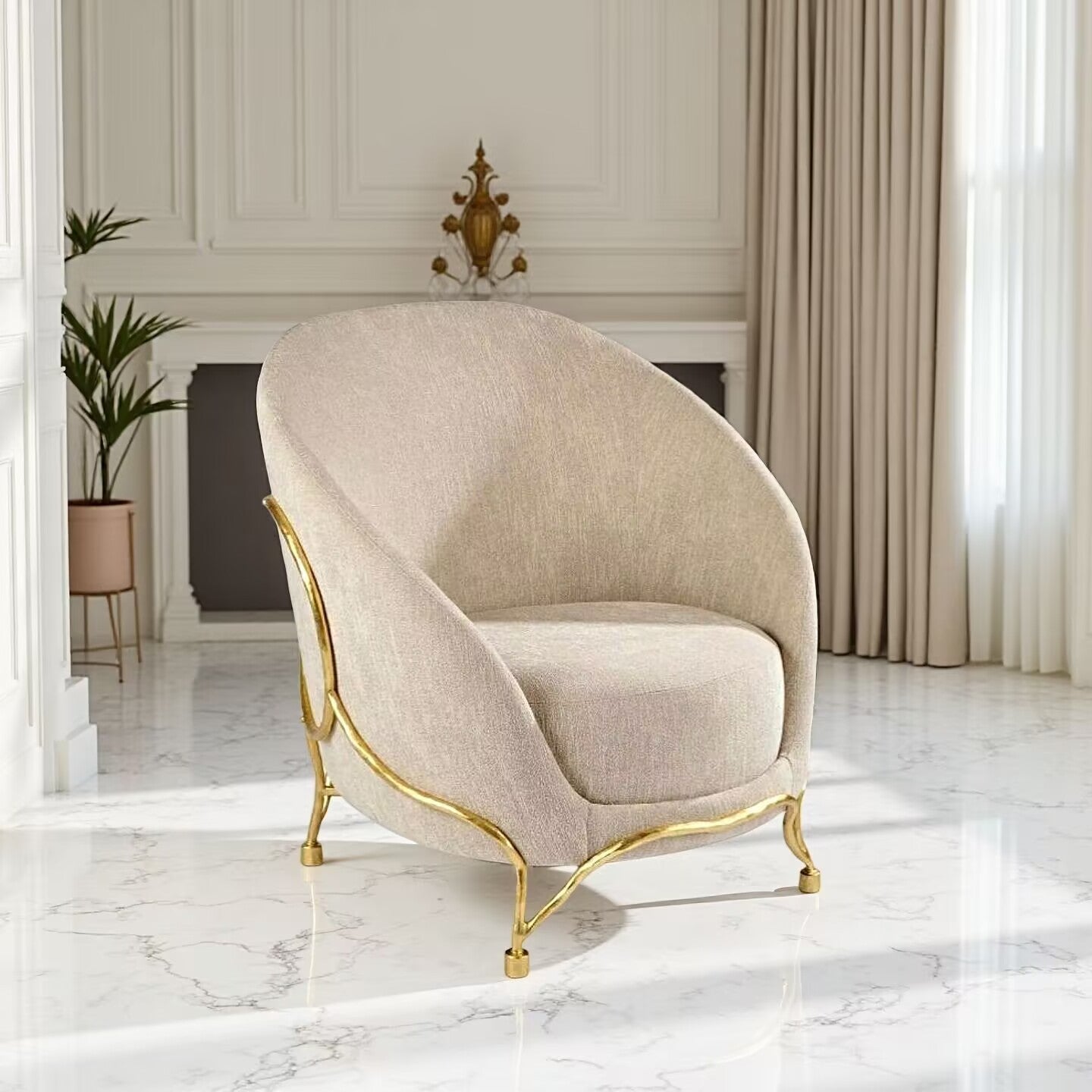 Berenice Designer Artistic Brass High End Custom Single Armchair