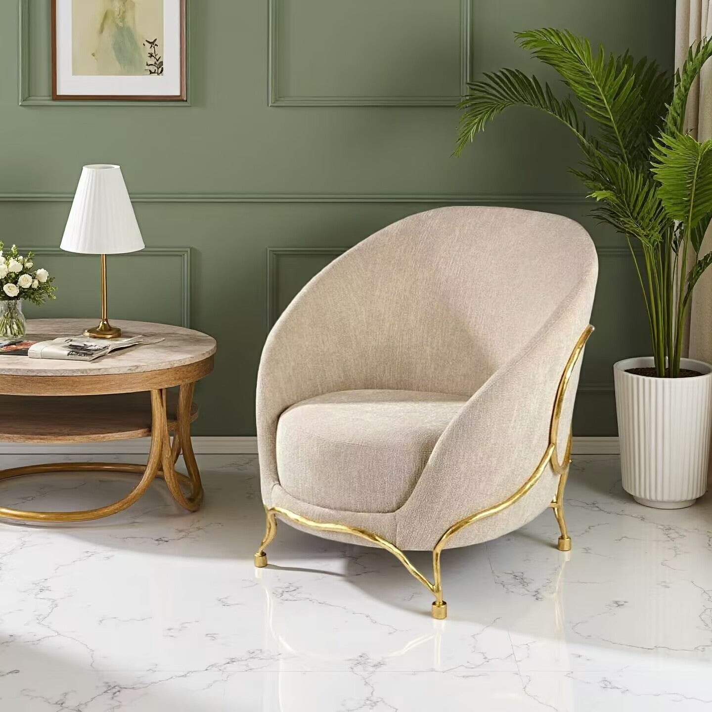 Berenice Designer Artistic Brass High End Custom Single Armchair