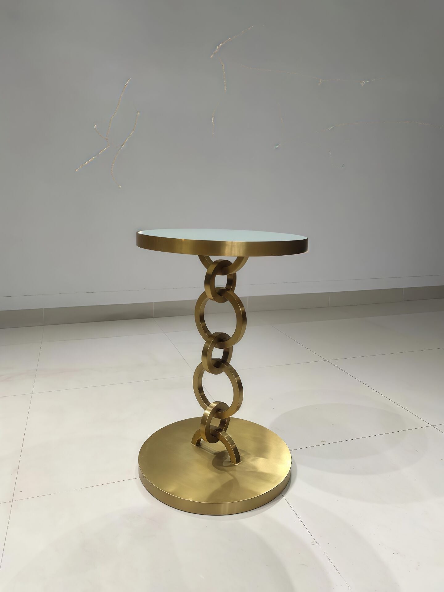 Bernhardt Living Room Artistic Stainless Steel Marble Side Table