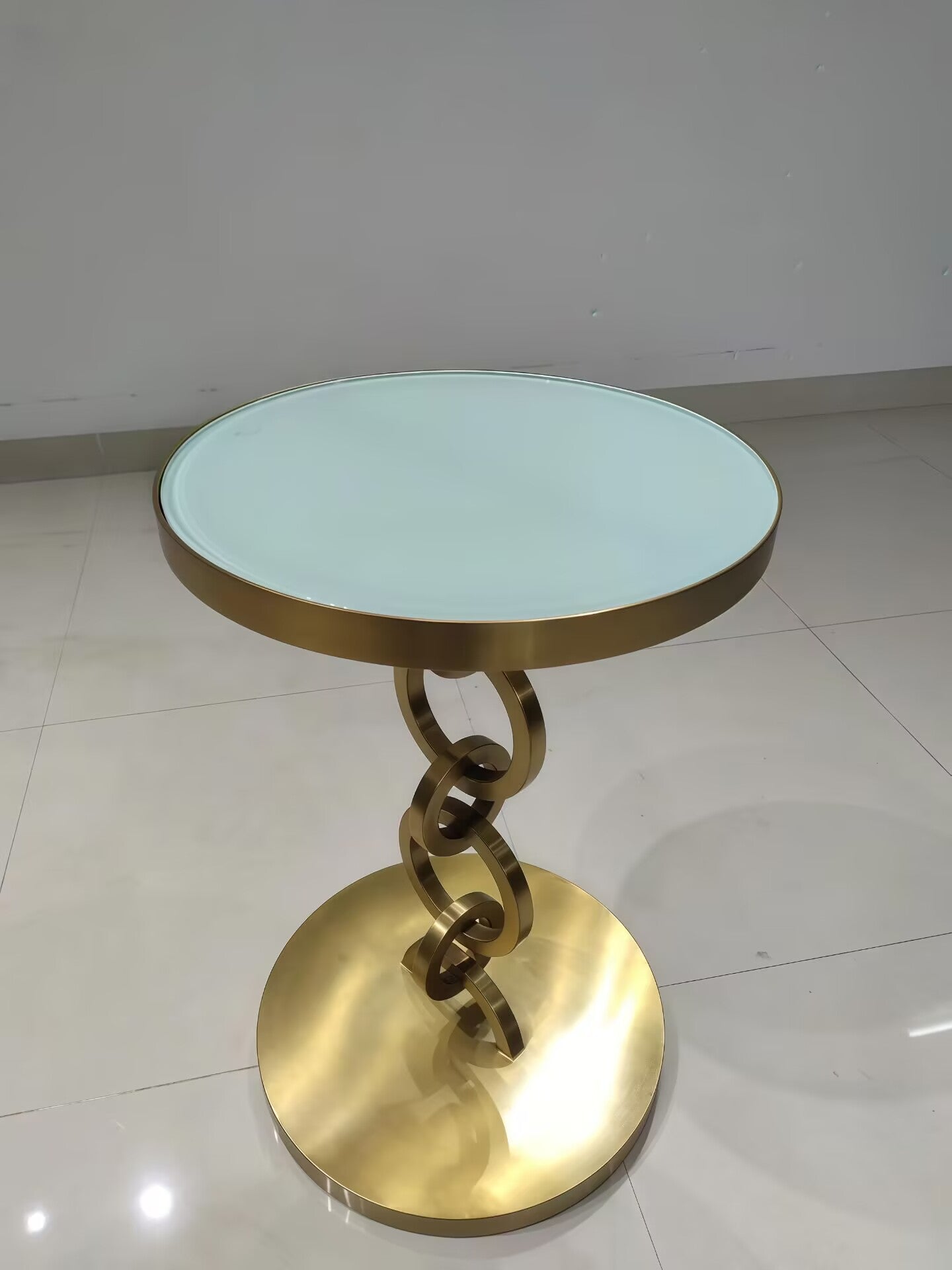 Bernhardt Living Room Artistic Stainless Steel Marble Side Table