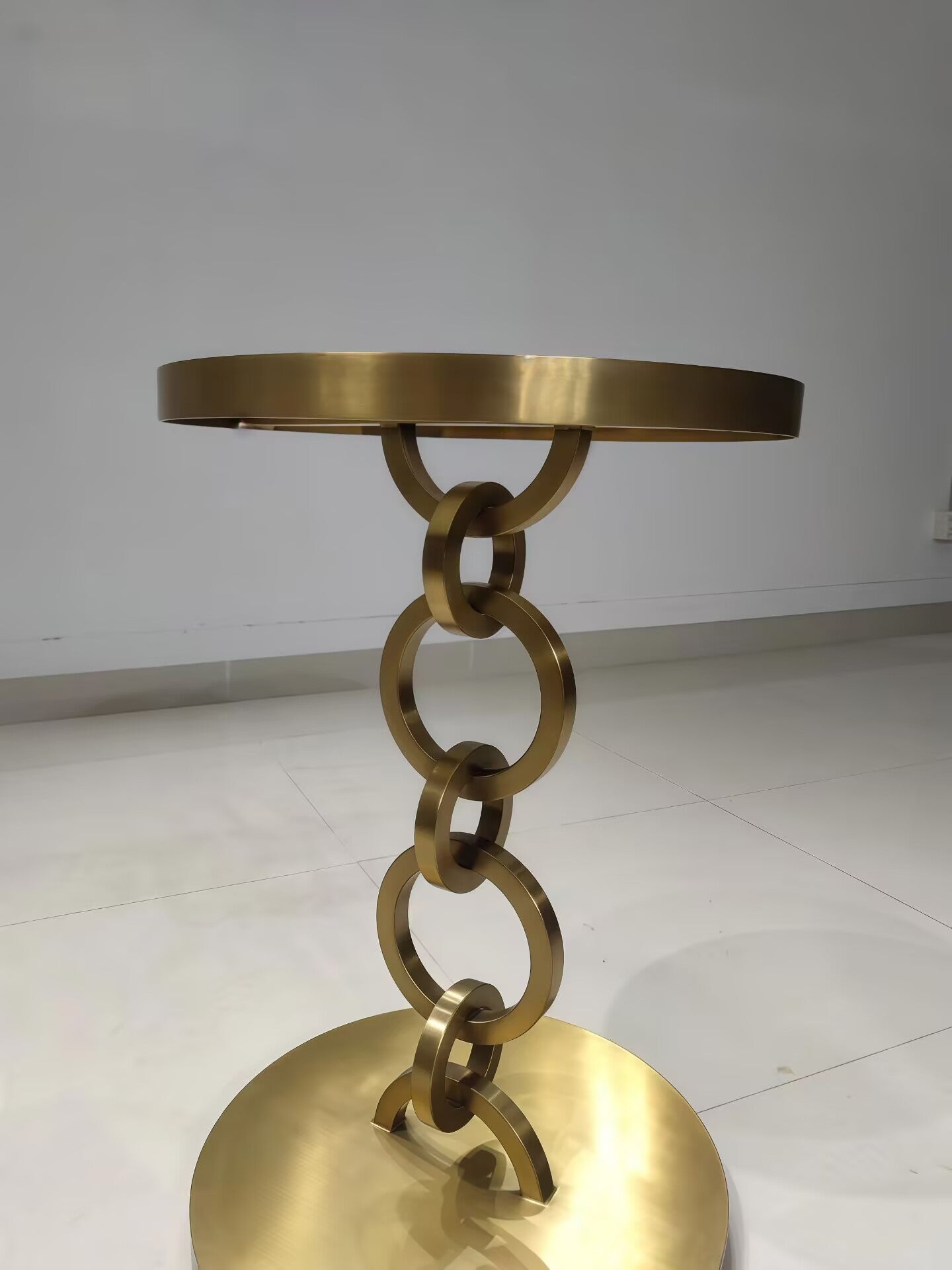 Bernhardt Living Room Artistic Stainless Steel Marble Side Table