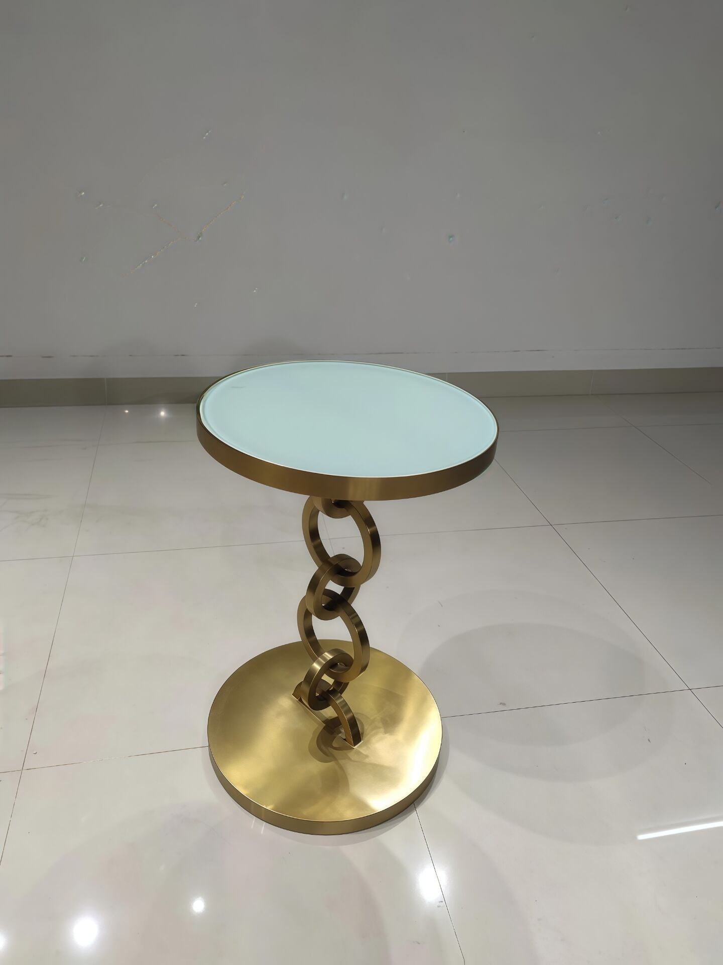 Bernhardt Living Room Artistic Stainless Steel Marble Side Table