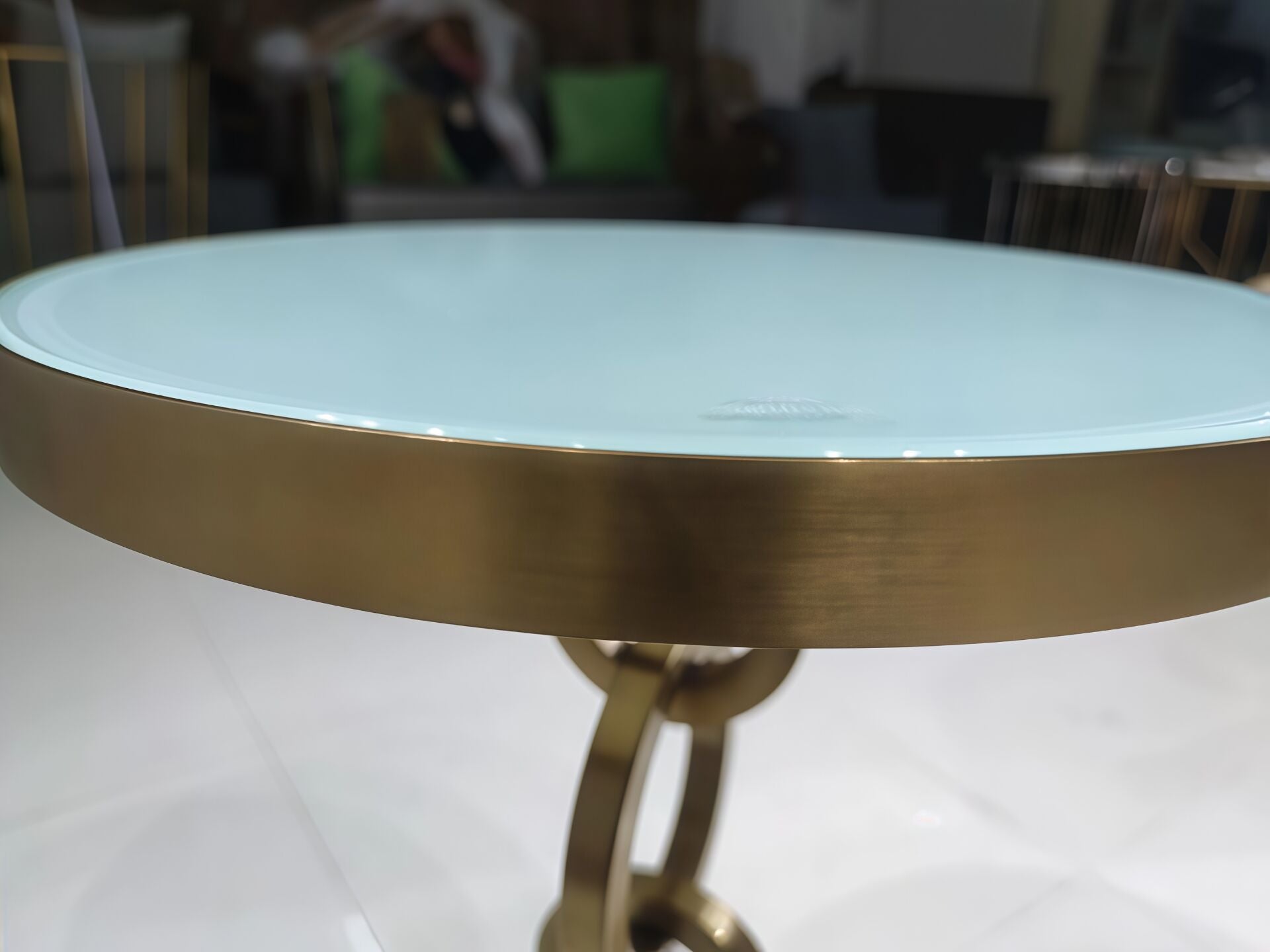 Bernhardt Living Room Artistic Stainless Steel Marble Side Table