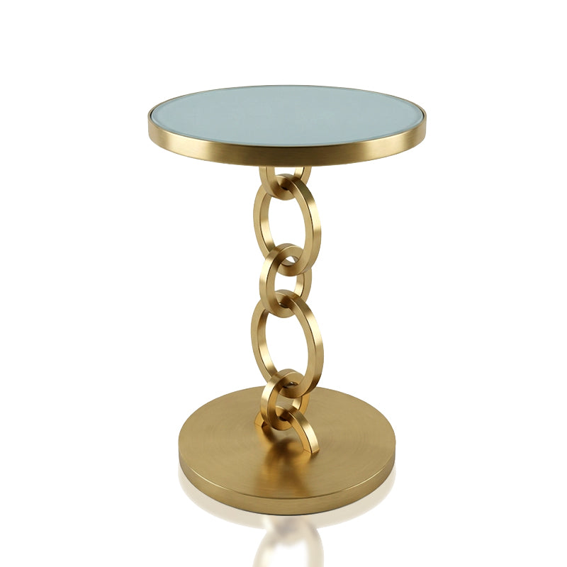 Bernhardt Living Room Artistic Stainless Steel Marble Side Table