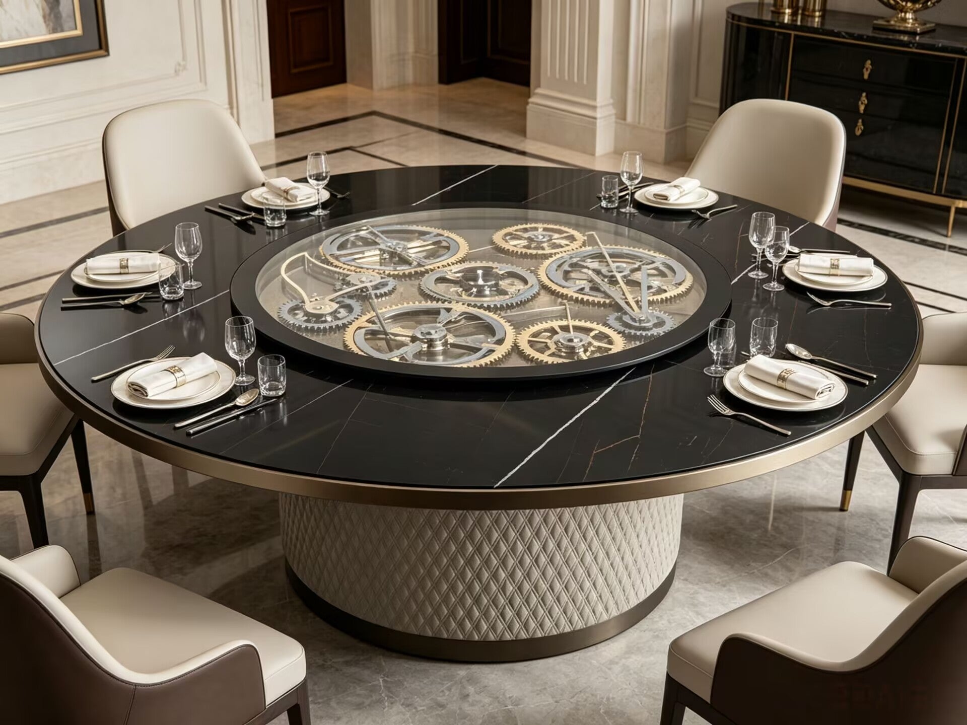 Big Ben 72 Designer Marble Customize Mechanical Dining Table