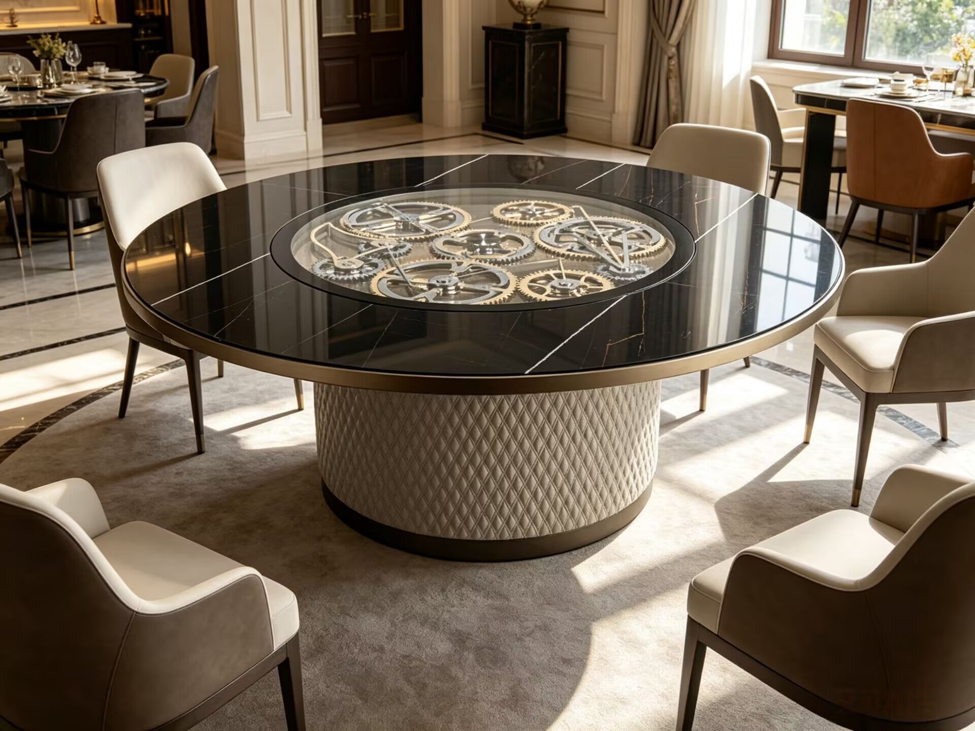Big Ben 72 Designer Marble Customize Mechanical Dining Table