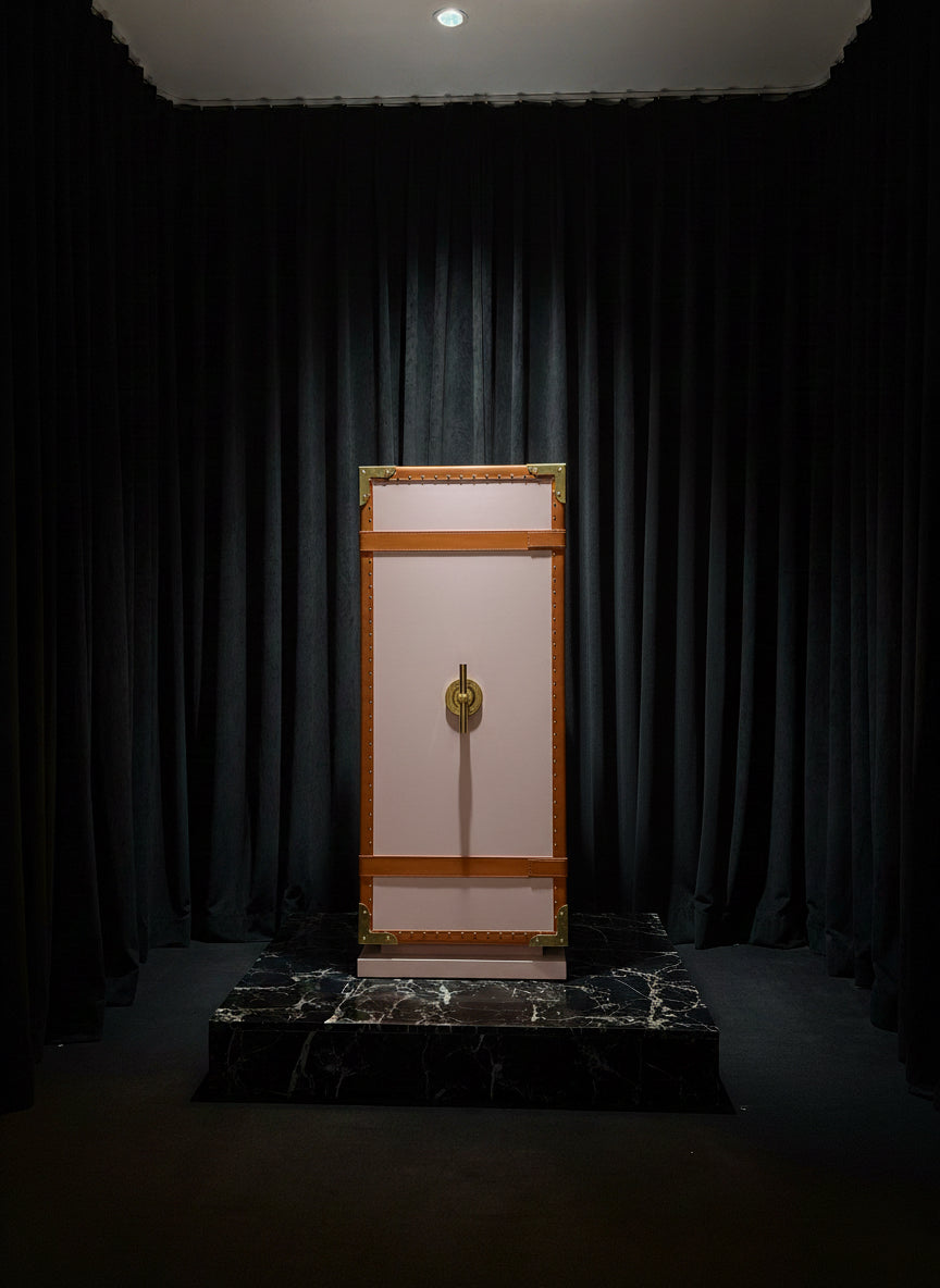 Black Leather Electronic combination lock safe Italian design