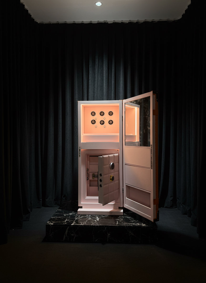 Black Leather Electronic combination lock safe Italian design