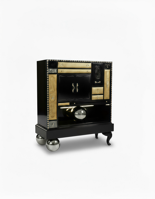 Black gold three-ball collection wine cabinet highs art